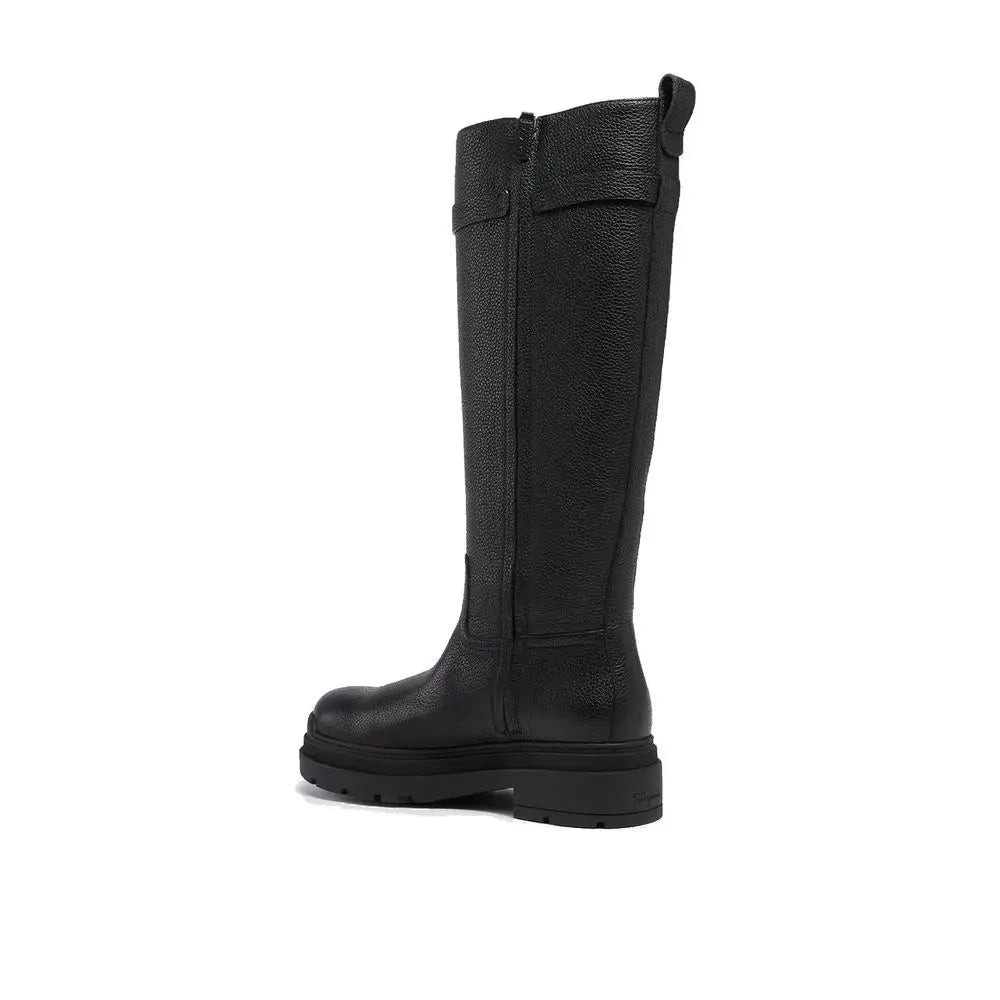 Salvatore Ferragamo Black Calfskin Over The Knee Salvatore Ferragamo