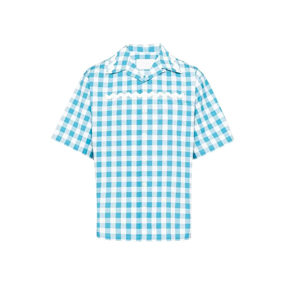 Prada Blue Cotton Pattern Shirt Prada