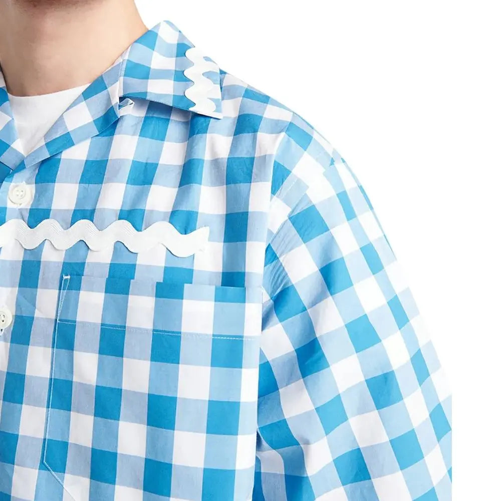 Prada Blue Cotton Pattern Shirt Prada