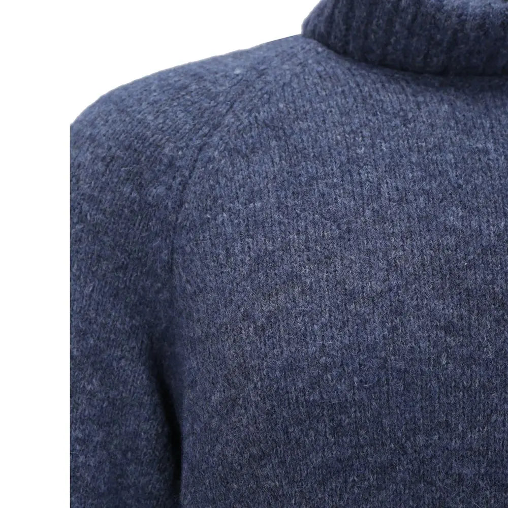 Brunello Cucinelli Blue Alpaca Leather Turtleneck Brunello Cucinelli
