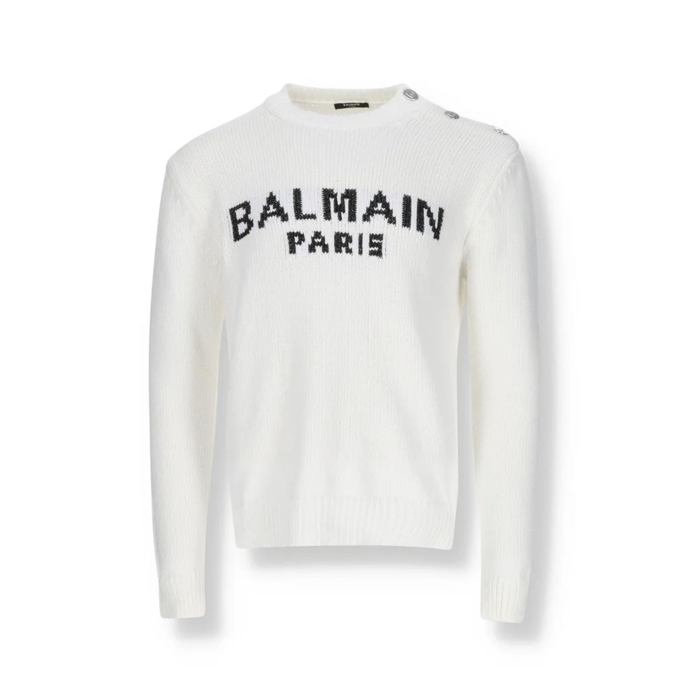 Balmain White Cotton Sweatshirt Balmain