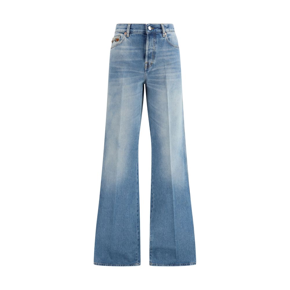 Gucci Blue Cotton Flared Jeans Gucci