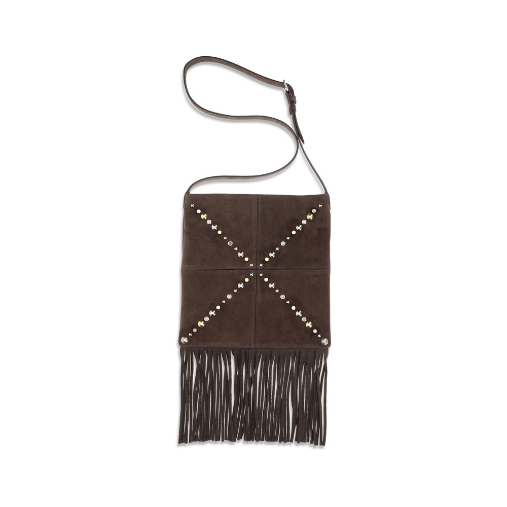 Valentino Garavani Brown Calf Leather Bos Taurus Shoulder Bag