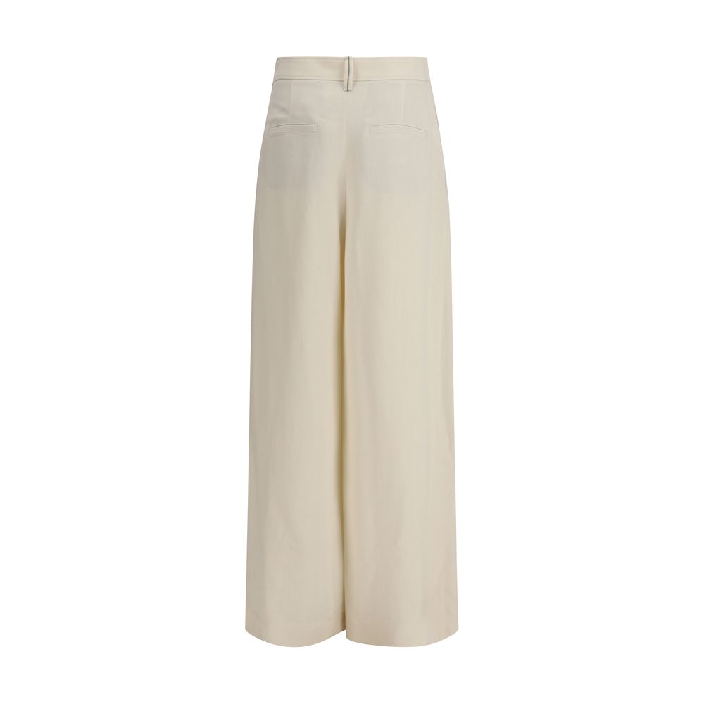 Brunello Cucinelli Beige Viscose Casual Pants Brunello Cucinelli