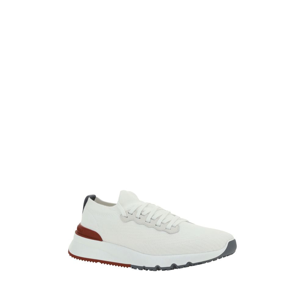 Brunello Cucinelli White Cotton Low Top Sneakers Brunello Cucinelli