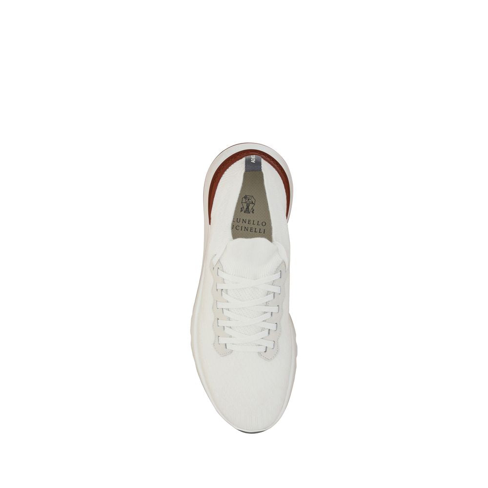 Brunello Cucinelli White Cotton Low Top Sneakers Brunello Cucinelli