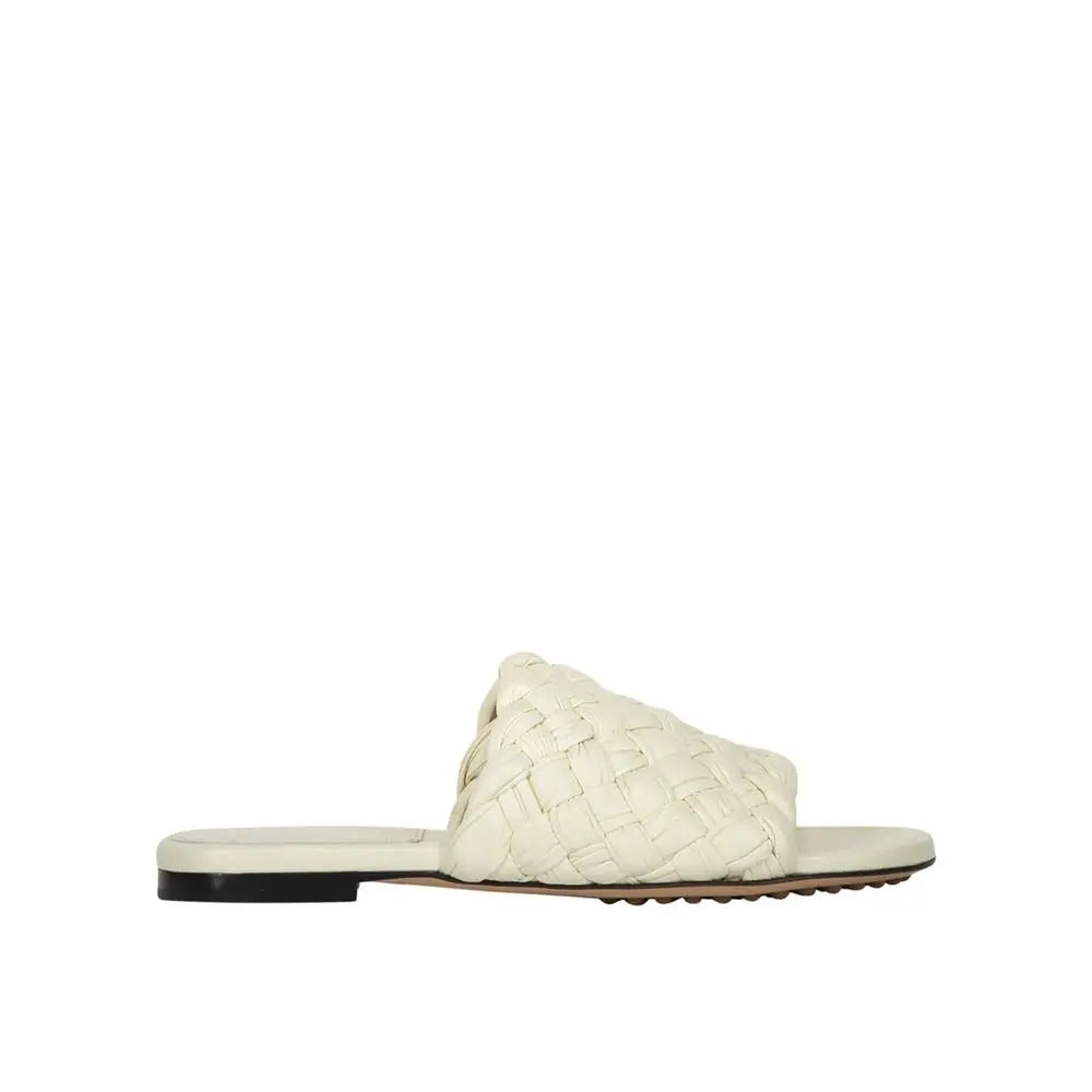Bottega Veneta White Lamb Leather Mules Bottega Veneta