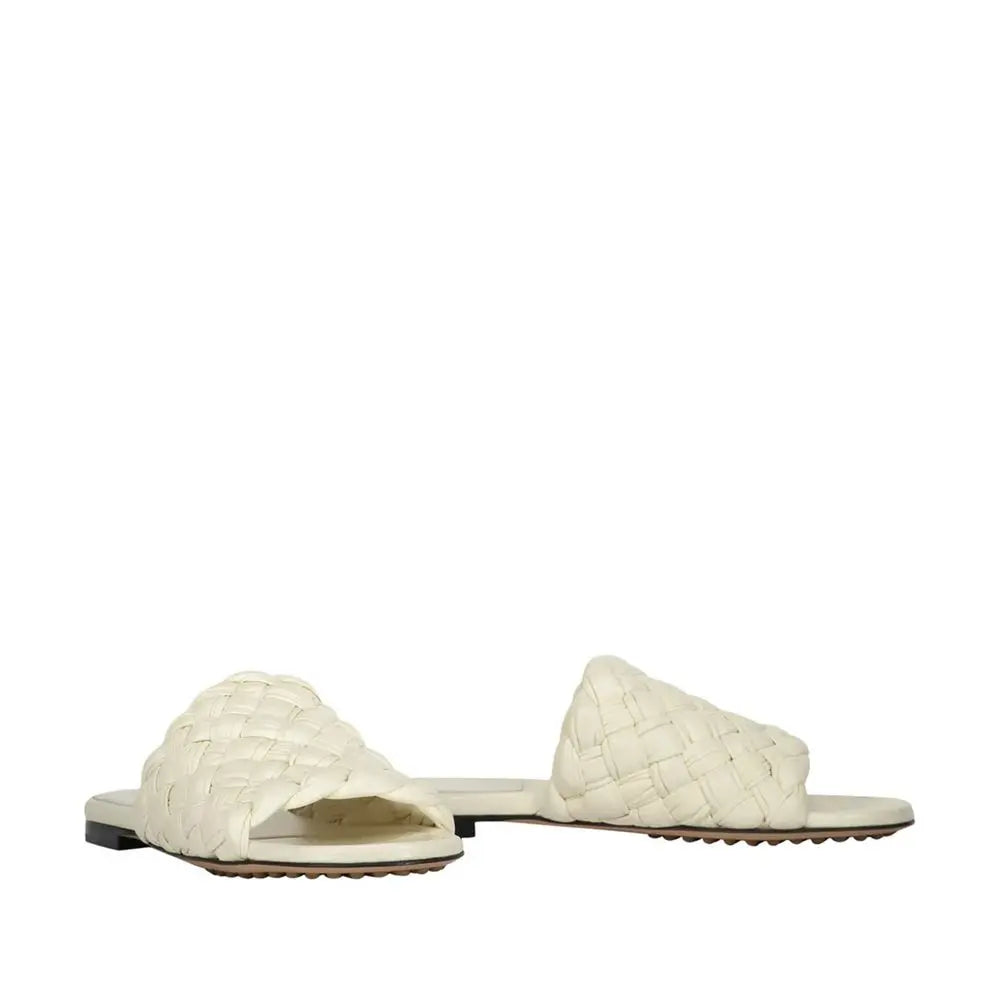Bottega Veneta White Lamb Leather Mules Bottega Veneta