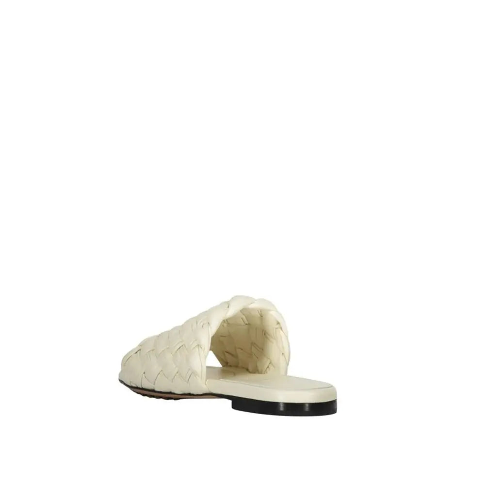 Bottega Veneta White Lamb Leather Mules Bottega Veneta
