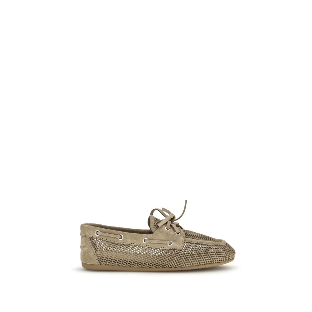 Miu Miu Beige Recycled Polyester Slip-On Loafers Miu Miu