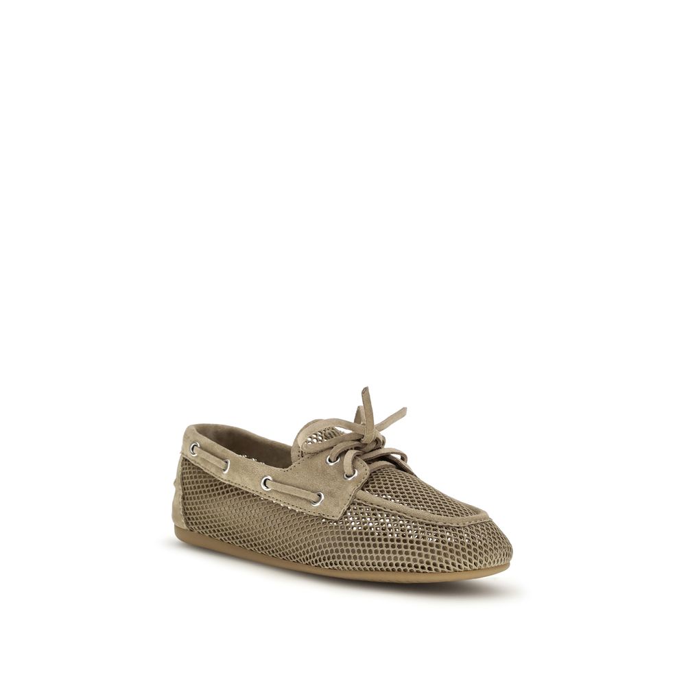 Miu Miu Beige Recycled Polyester Slip-On Loafers Miu Miu