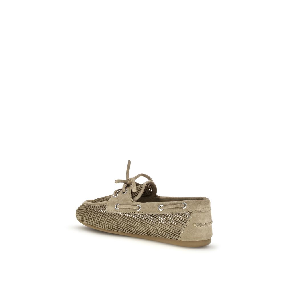 Miu Miu Beige Recycled Polyester Slip-On Loafers Miu Miu