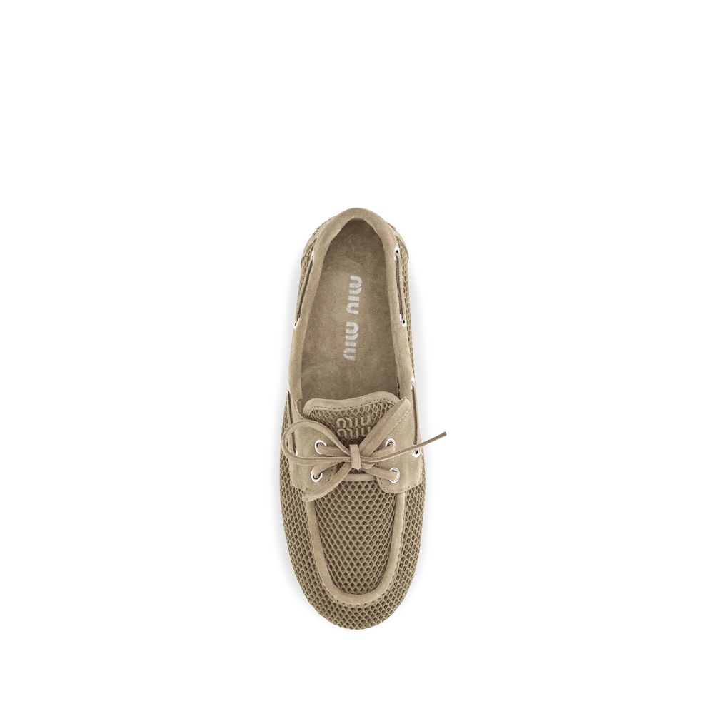 Miu Miu Beige Recycled Polyester Slip-On Loafers Miu Miu