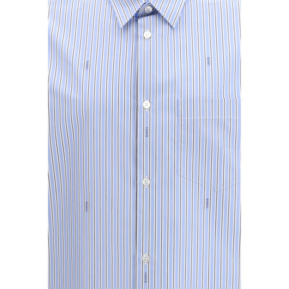 Gucci Blue Cotton Pattern Shirt Gucci