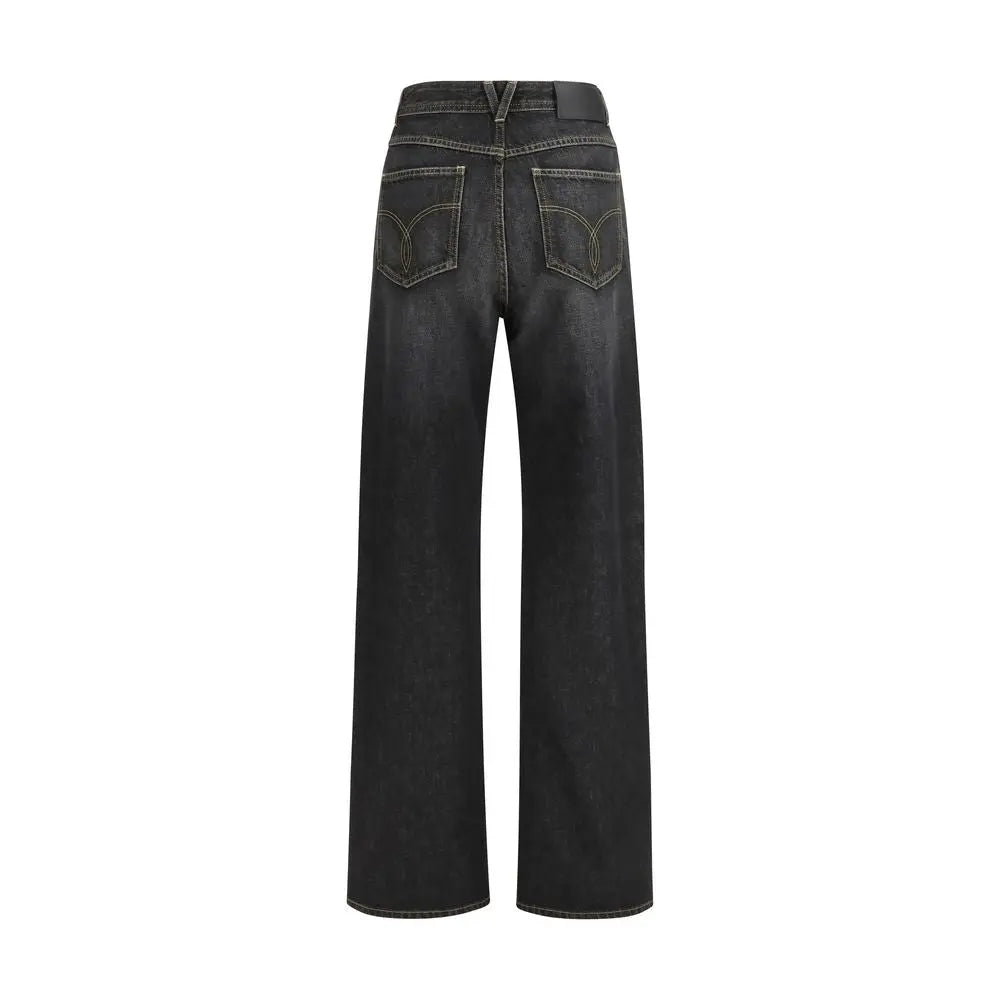 Versace Black Cotton Straight-Leg Jeans Versace
