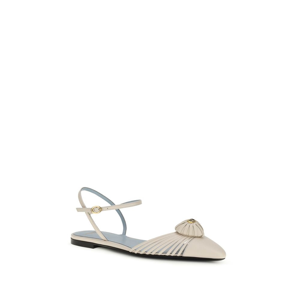 Valentino Garavani Beige Goatskin Ballet Flats Valentino Garavani