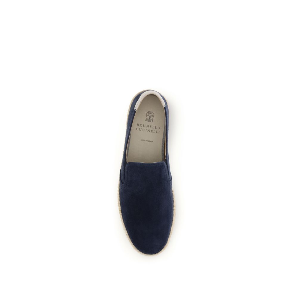 Brunello Cucinelli Blue Calf Leather Bos Taurus Espadrilles Brunello Cucinelli