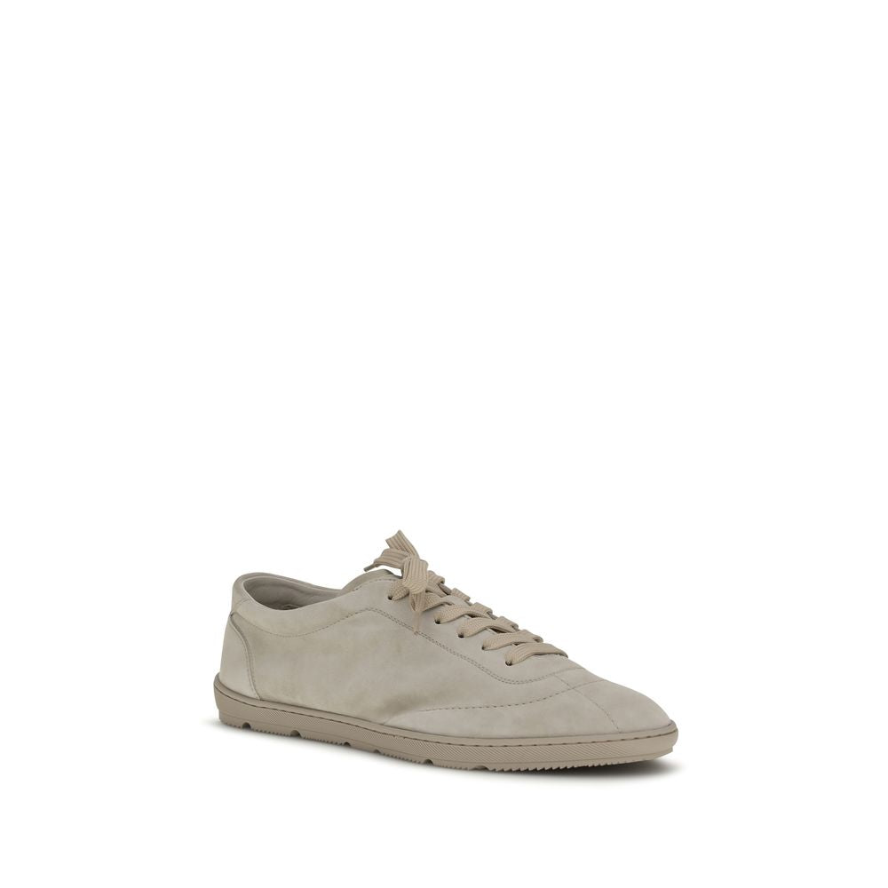 Brunello Cucinelli Beige Calf Leather Bos Taurus Low Top Sneakers Brunello Cucinelli