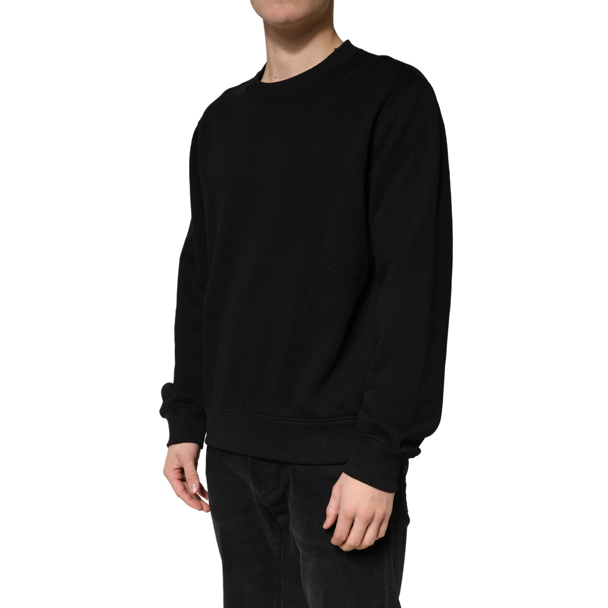 Dolce & Gabbana Sweater Black Cotton Crewneck Sweatshirt