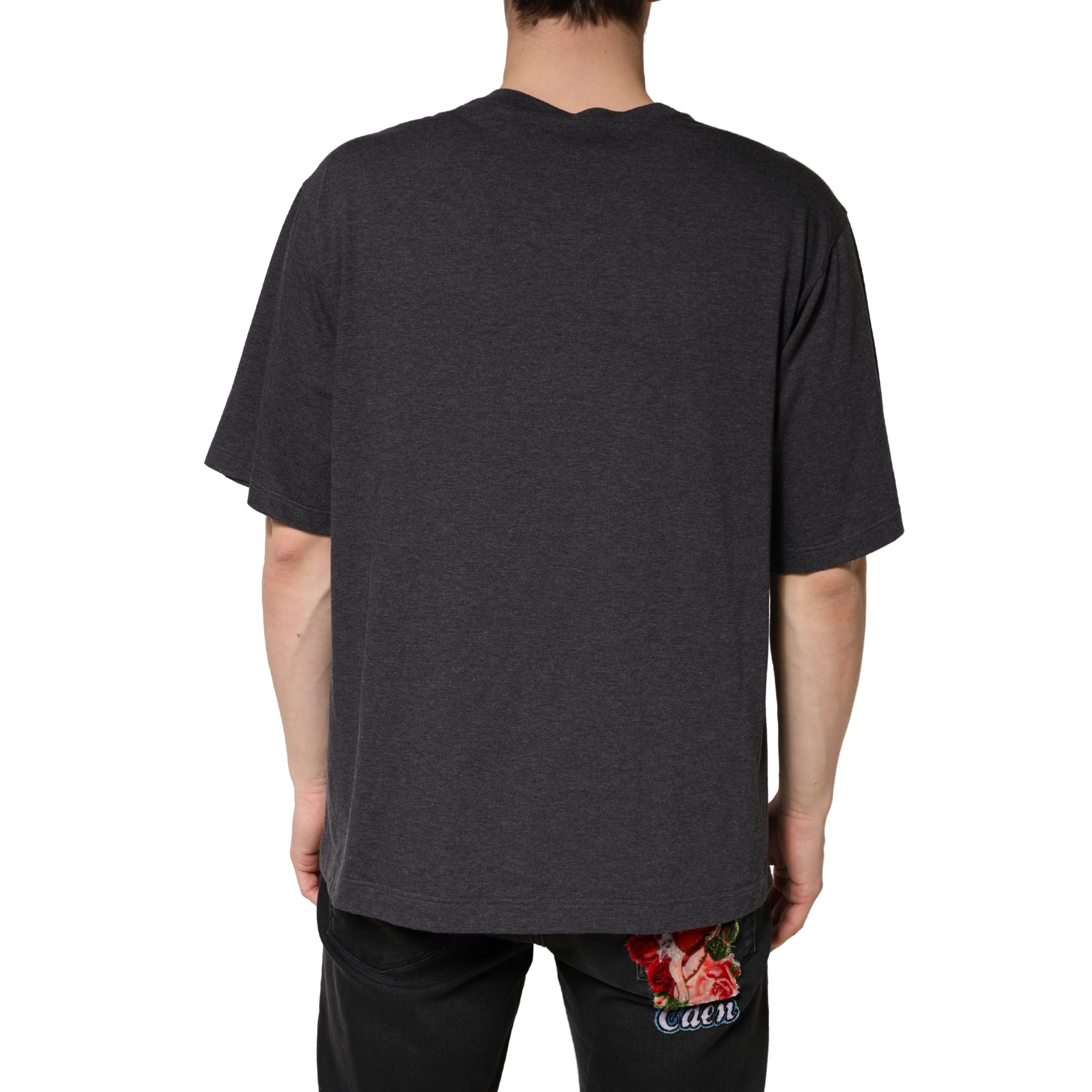 Dolce & Gabbana Dark Grey Cotton Crewneck Short Sleeve Dolce & Gabbana