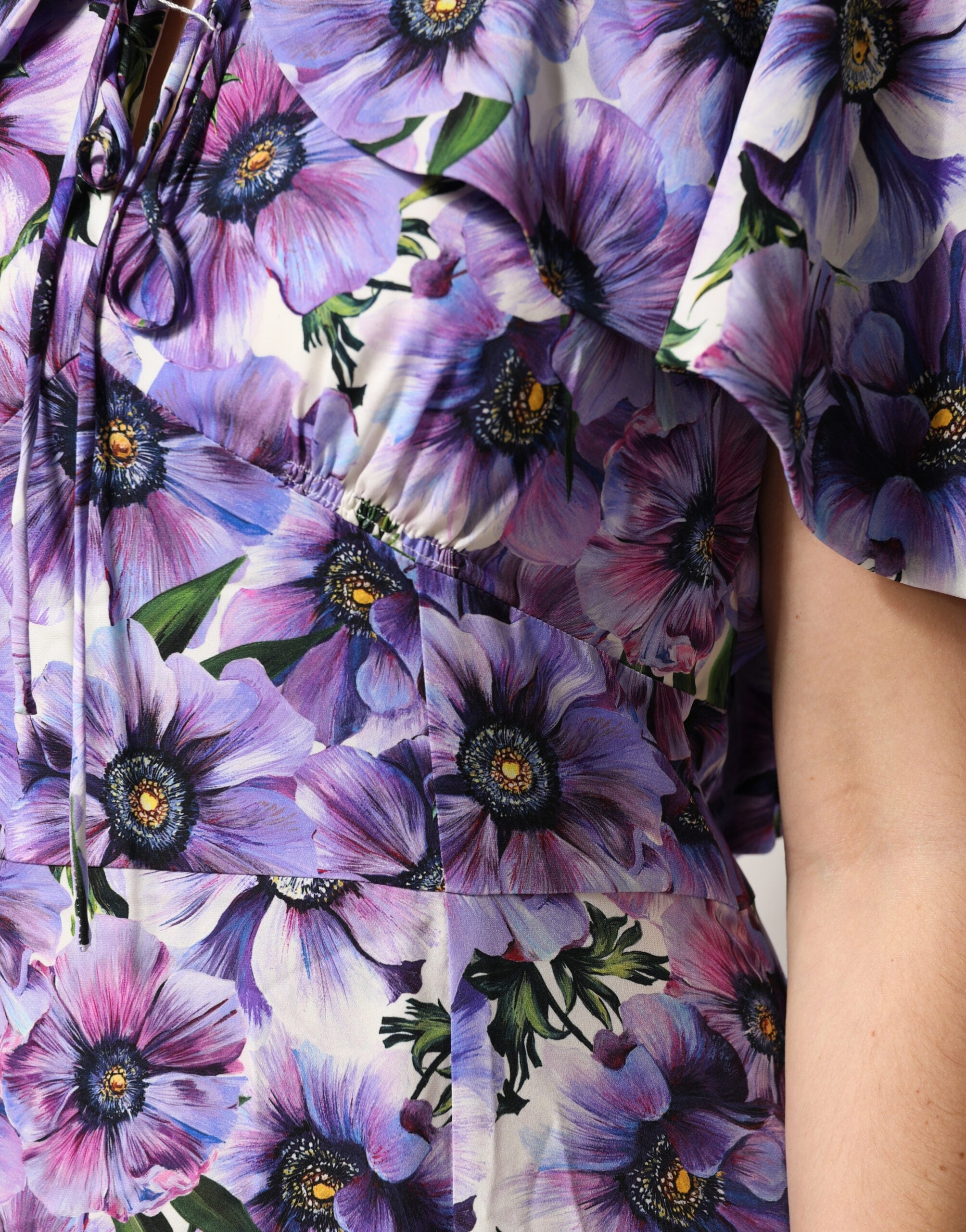 Dolce & Gabbana Purple Floral Silk Stretch Elegant Gown Dress Dolce & Gabbana