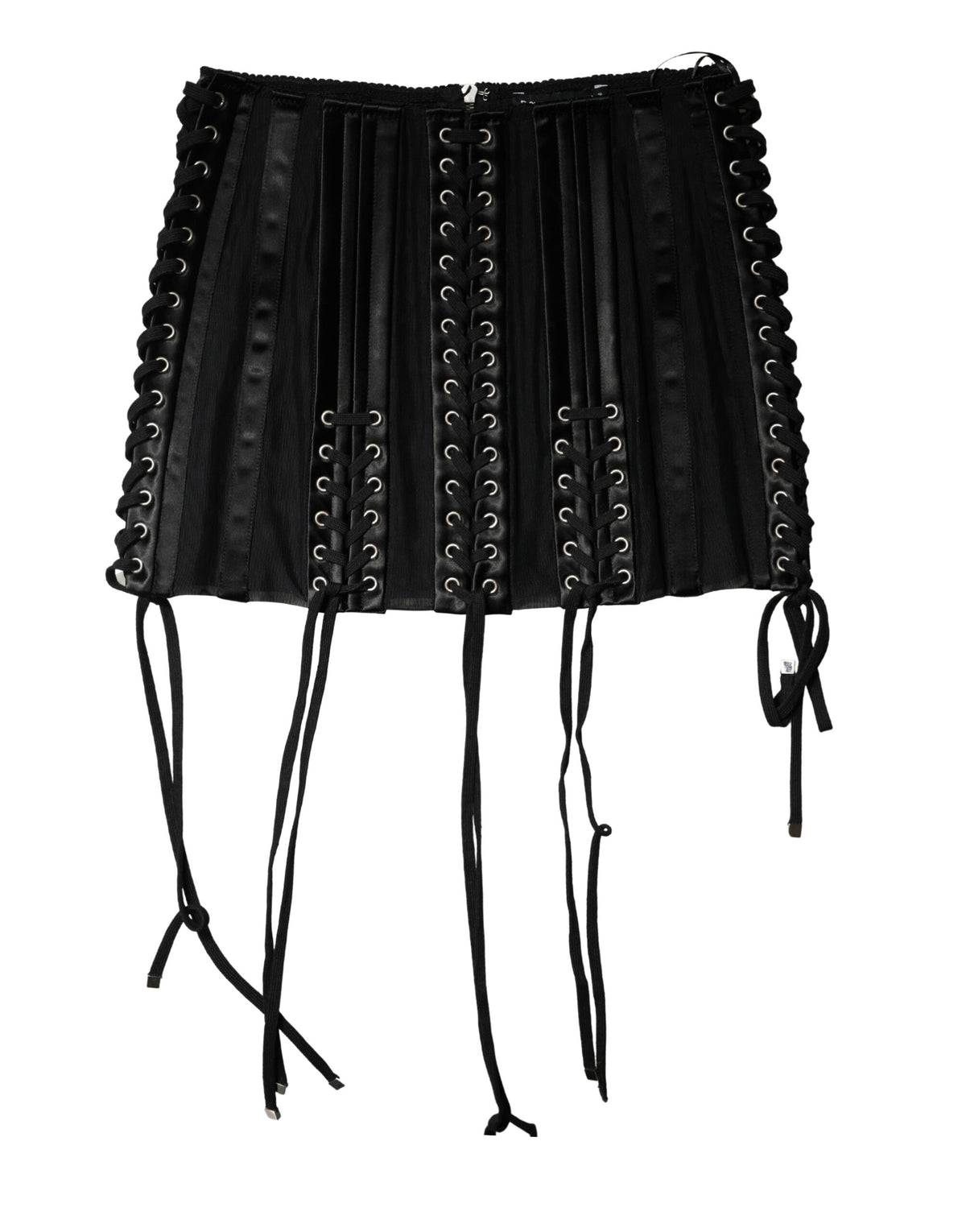 Dolce & Gabbana Black Lace-Up Waist Cincher Bustier Corset Top