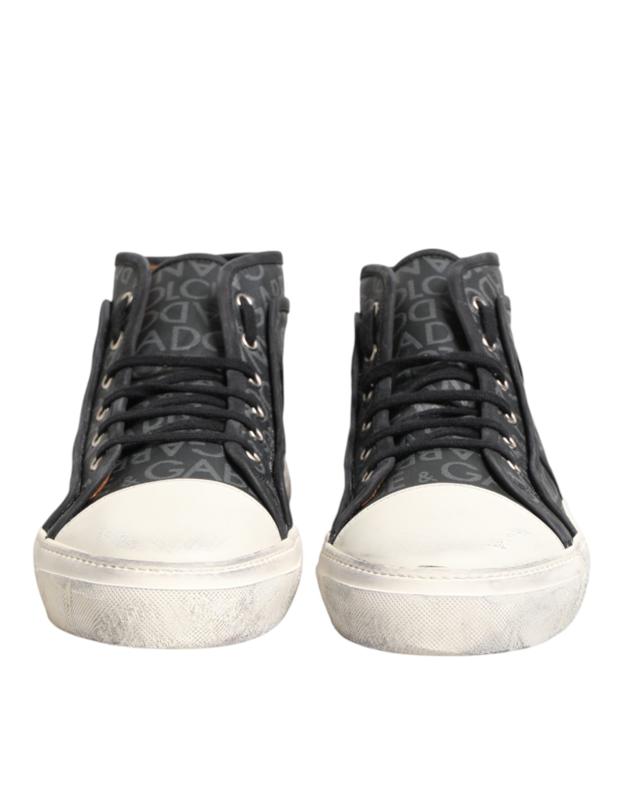 Dolce & Gabbana Black White Canvas Logo Mid Top Sneakers Shoes Dolce & Gabbana