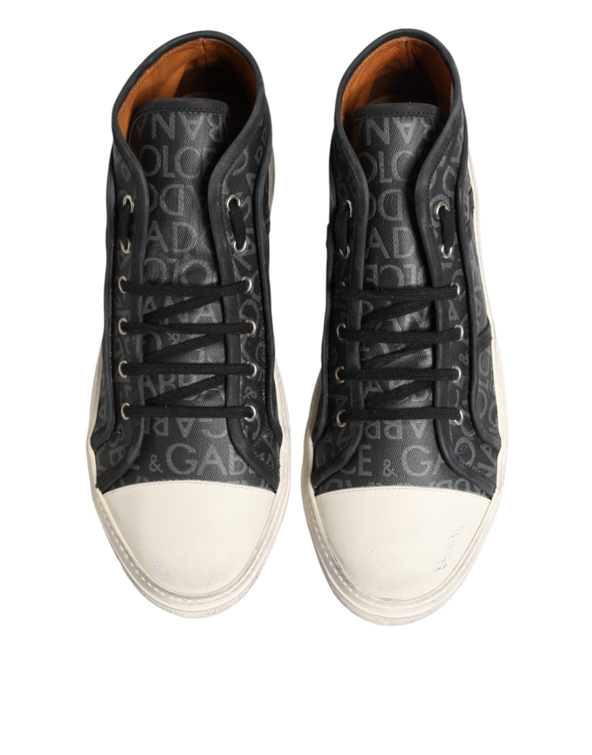 Dolce & Gabbana Black White Canvas Logo Mid Top Sneakers Shoes Dolce & Gabbana