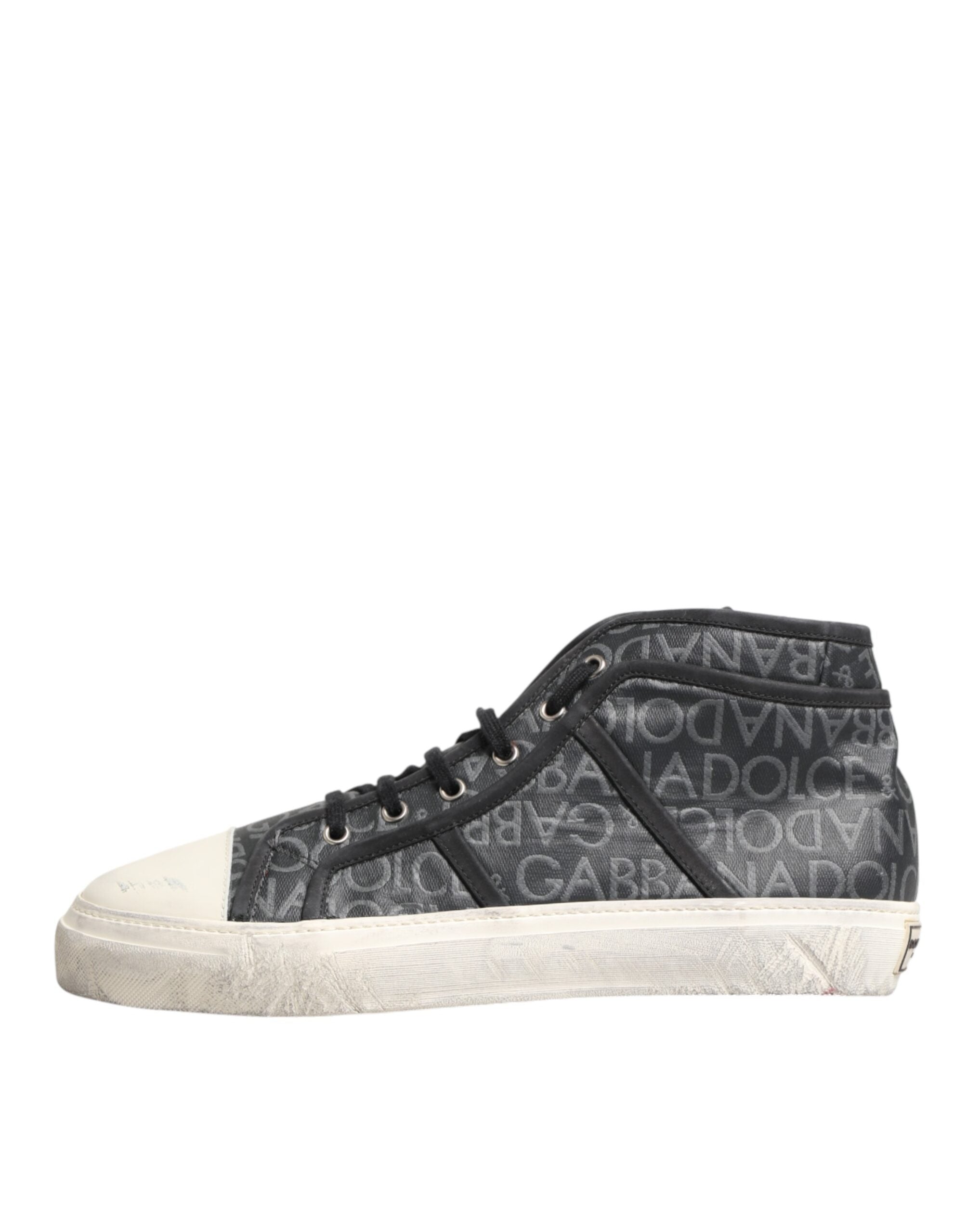 Dolce & Gabbana Black White Canvas Logo Mid Top Sneakers Shoes Dolce & Gabbana