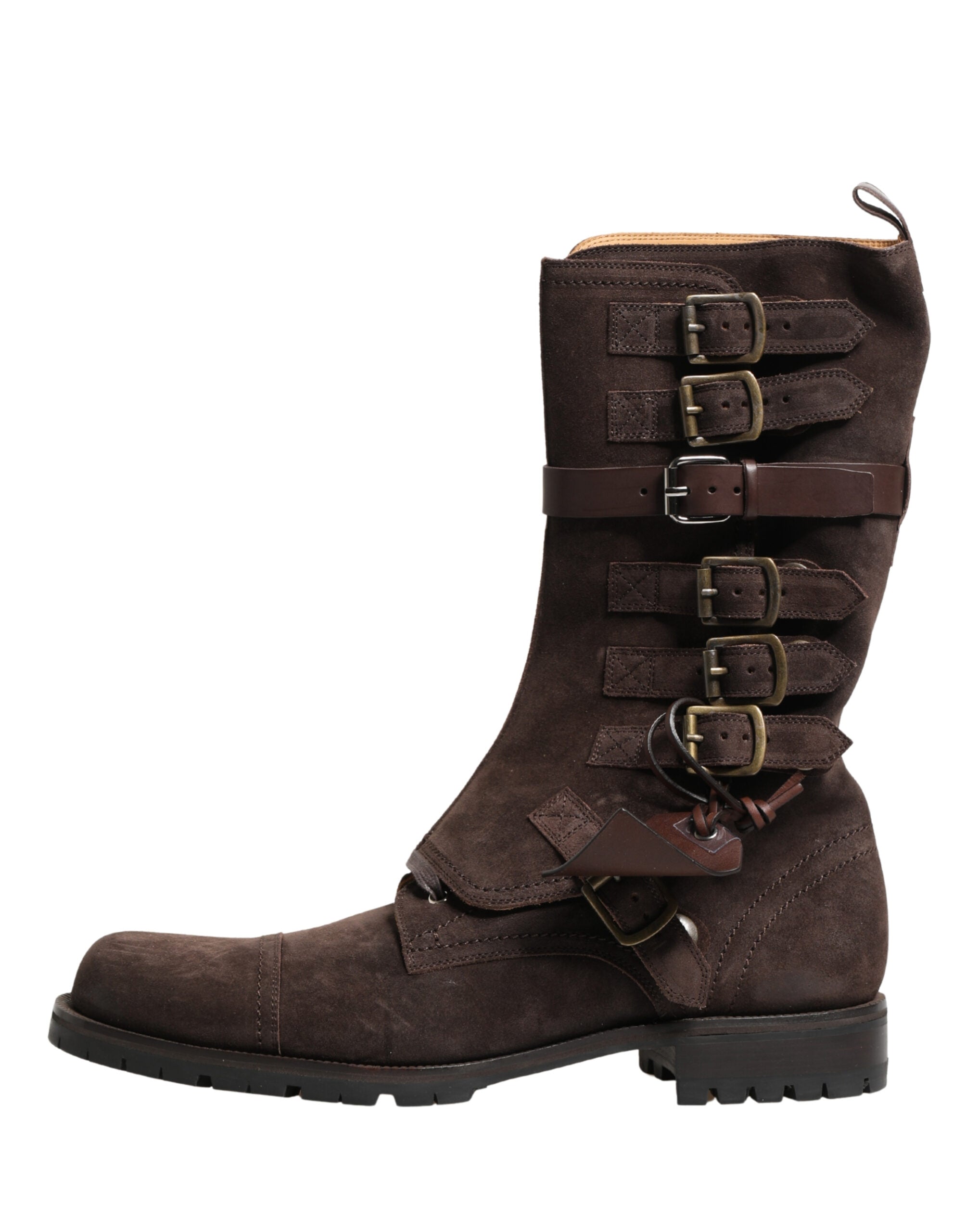 Dolce & Gabbana Brown Suede Leather Combat Ankle Boots Shoes Dolce & Gabbana