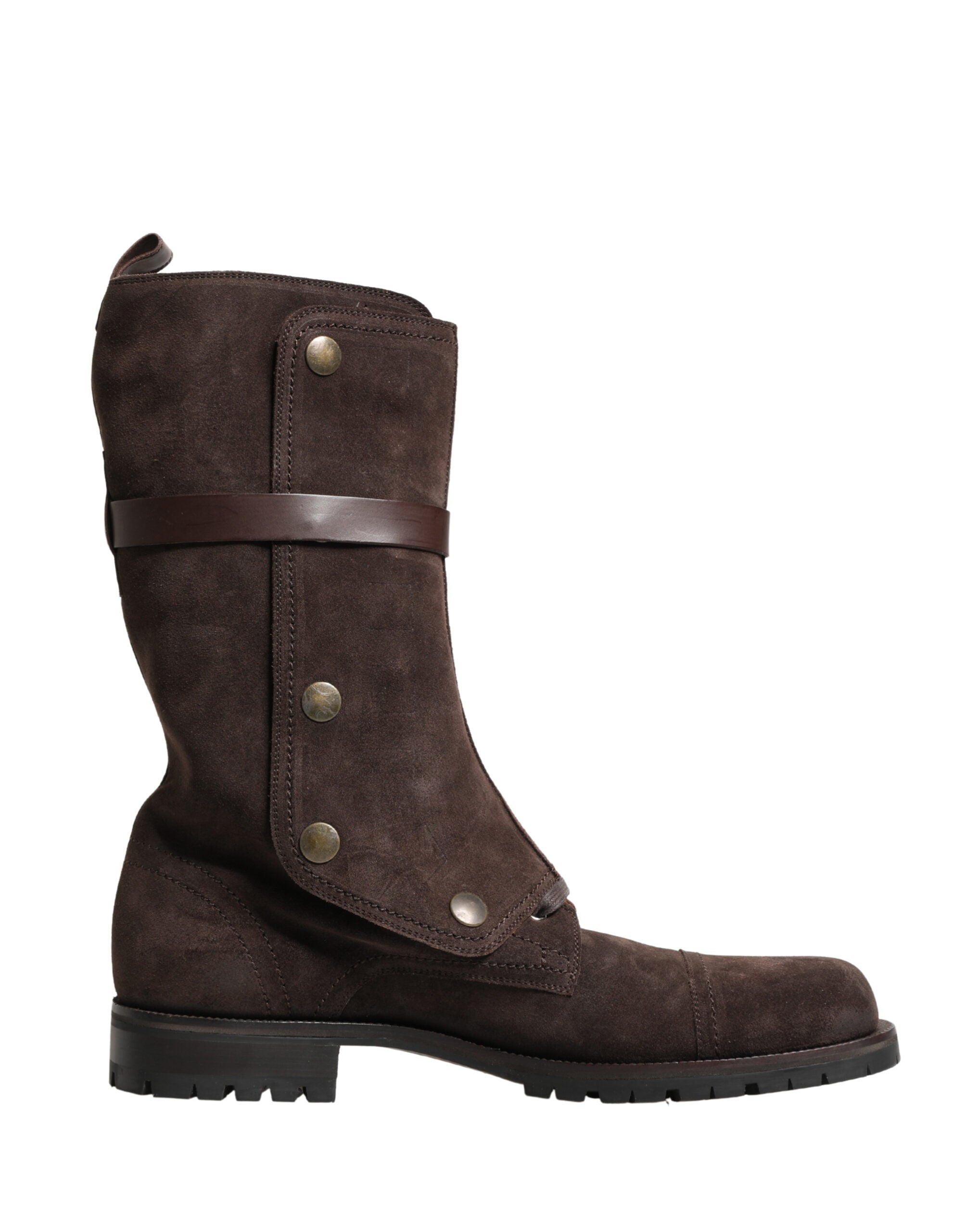 Dolce & Gabbana Brown Suede Leather Combat Ankle Boots Shoes Dolce & Gabbana