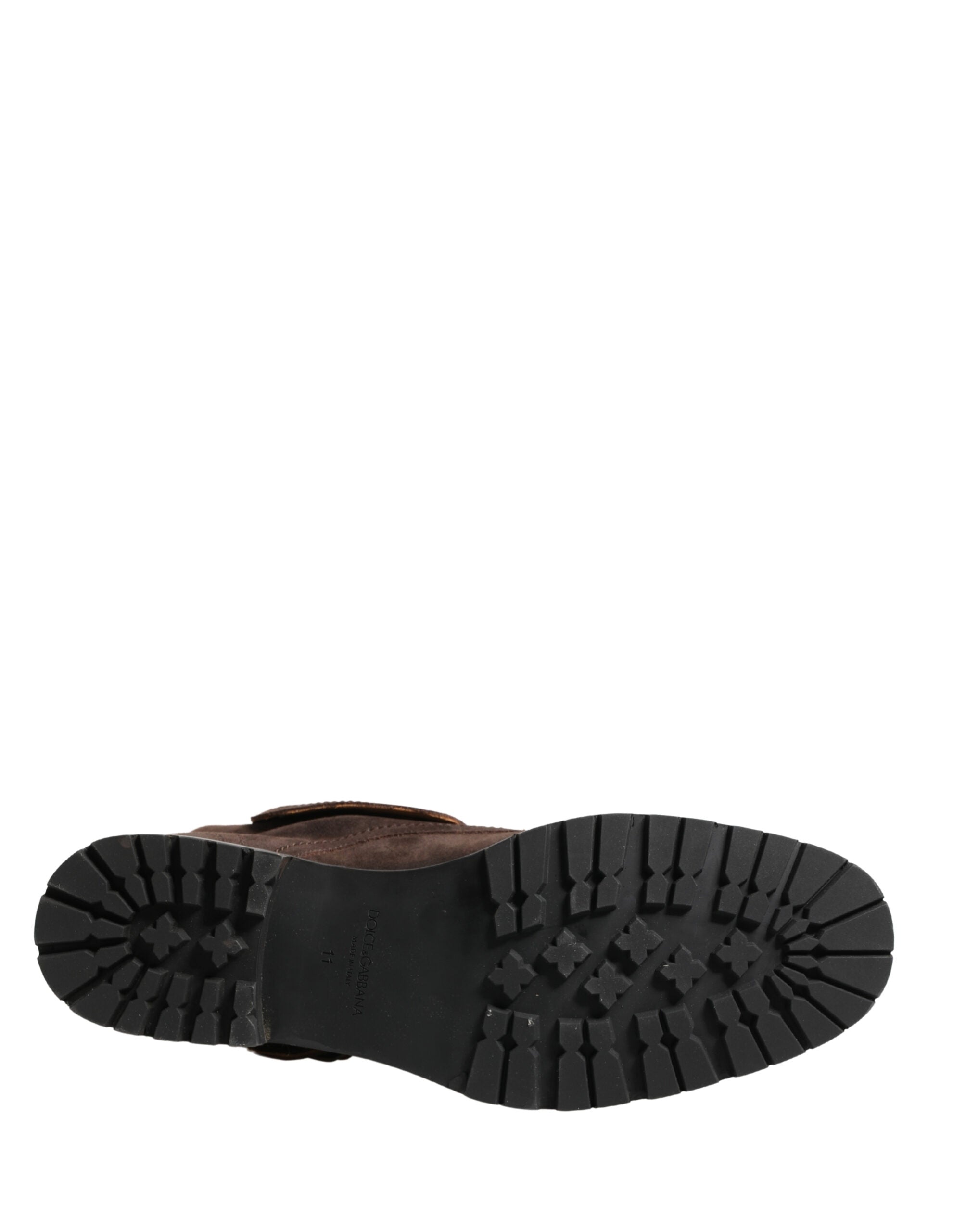 Dolce & Gabbana Brown Suede Leather Combat Ankle Boots Shoes Dolce & Gabbana
