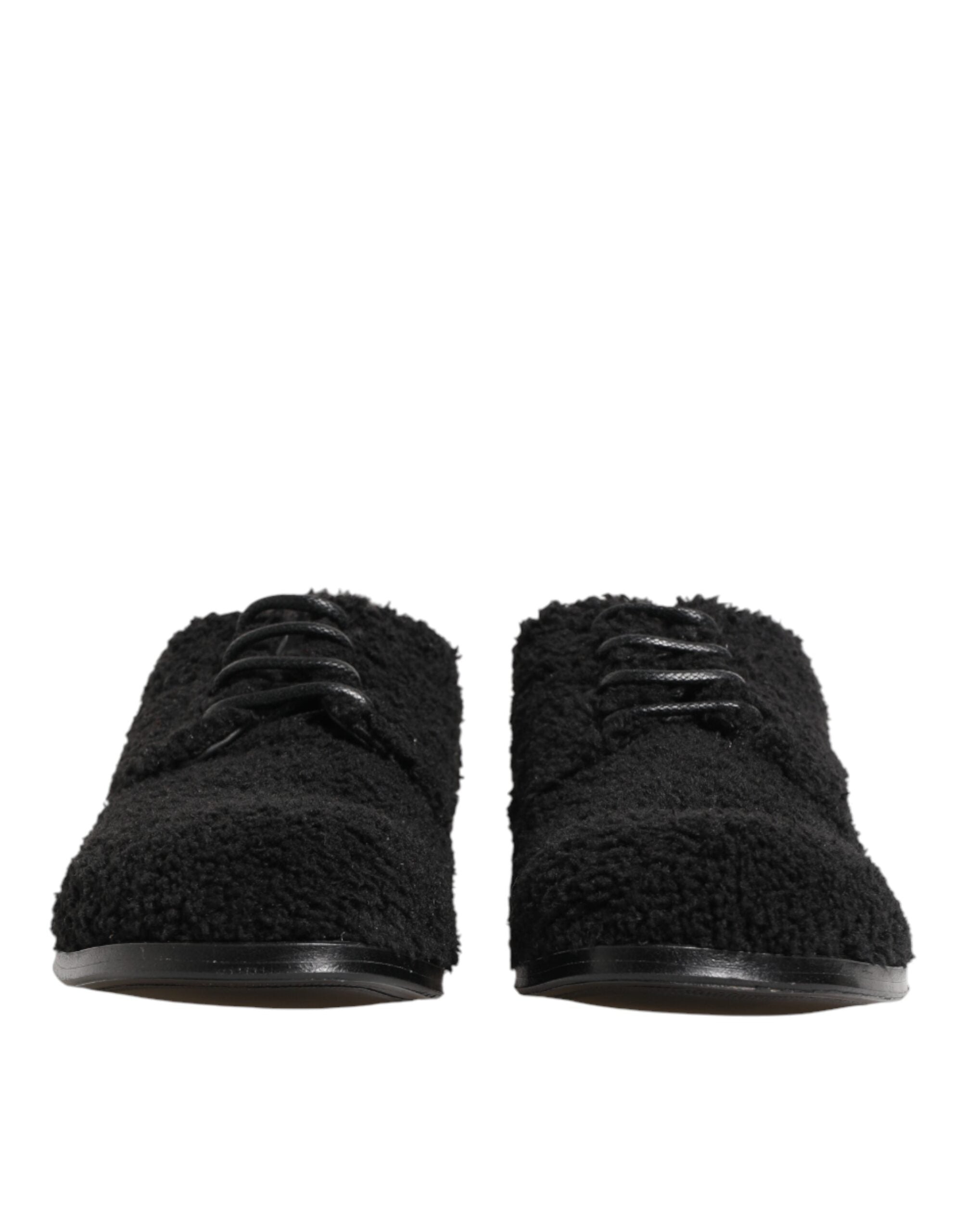 Dolce & Gabbana Men Black Riccio Shearling Dress Derby Shoes Dolce & Gabbana