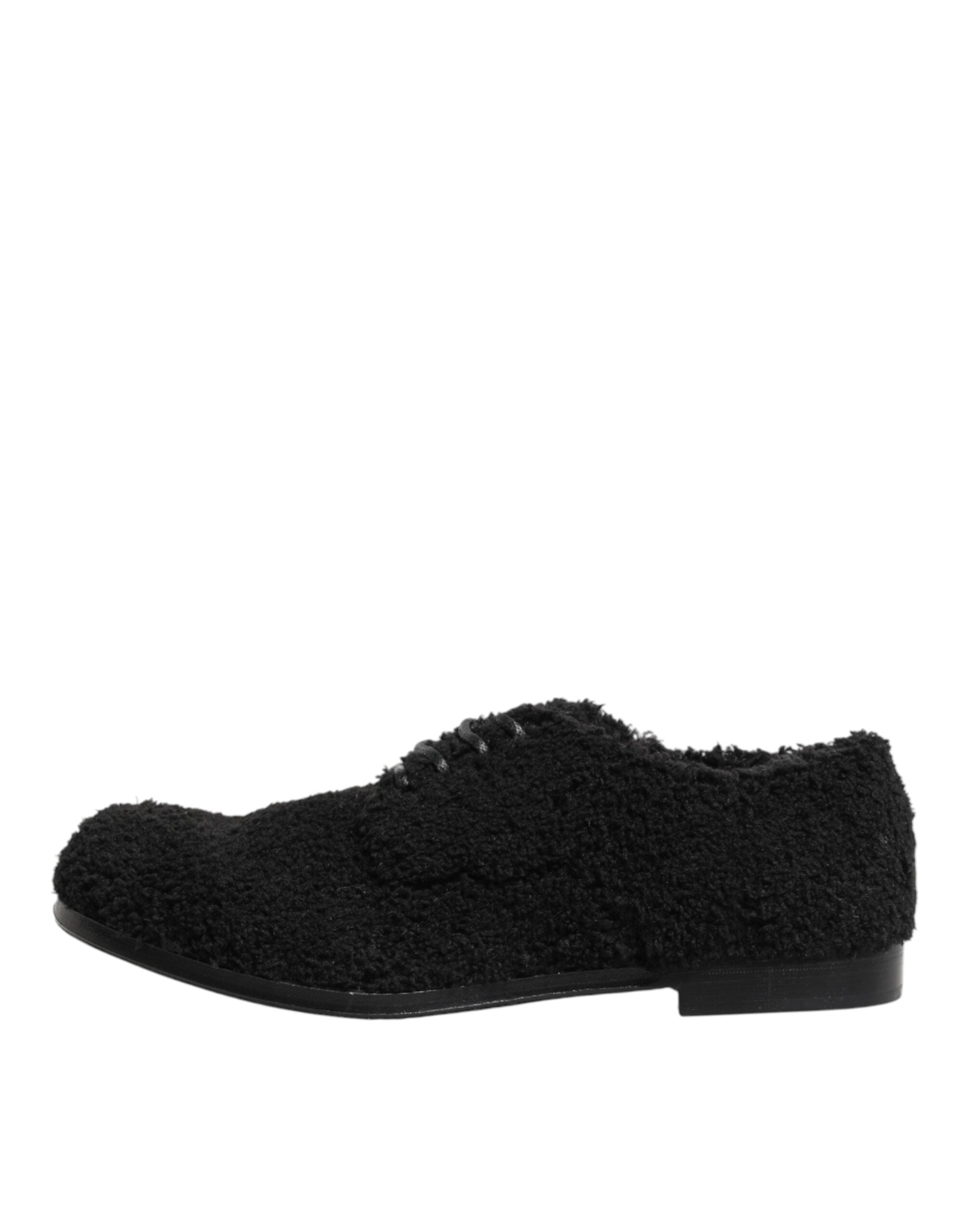 Dolce & Gabbana Men Black Riccio Shearling Dress Derby Shoes Dolce & Gabbana