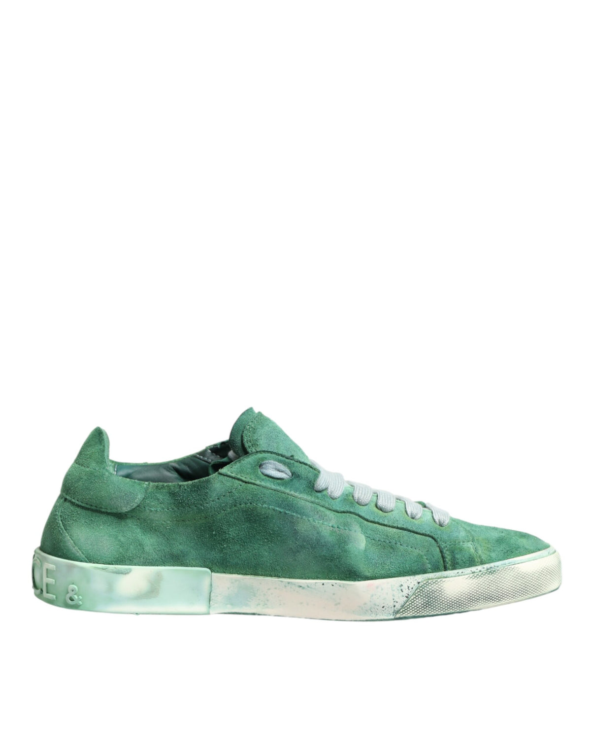 Dolce & Gabbana Green Suade DG Logo Sole Low Top Sneakers Shoes