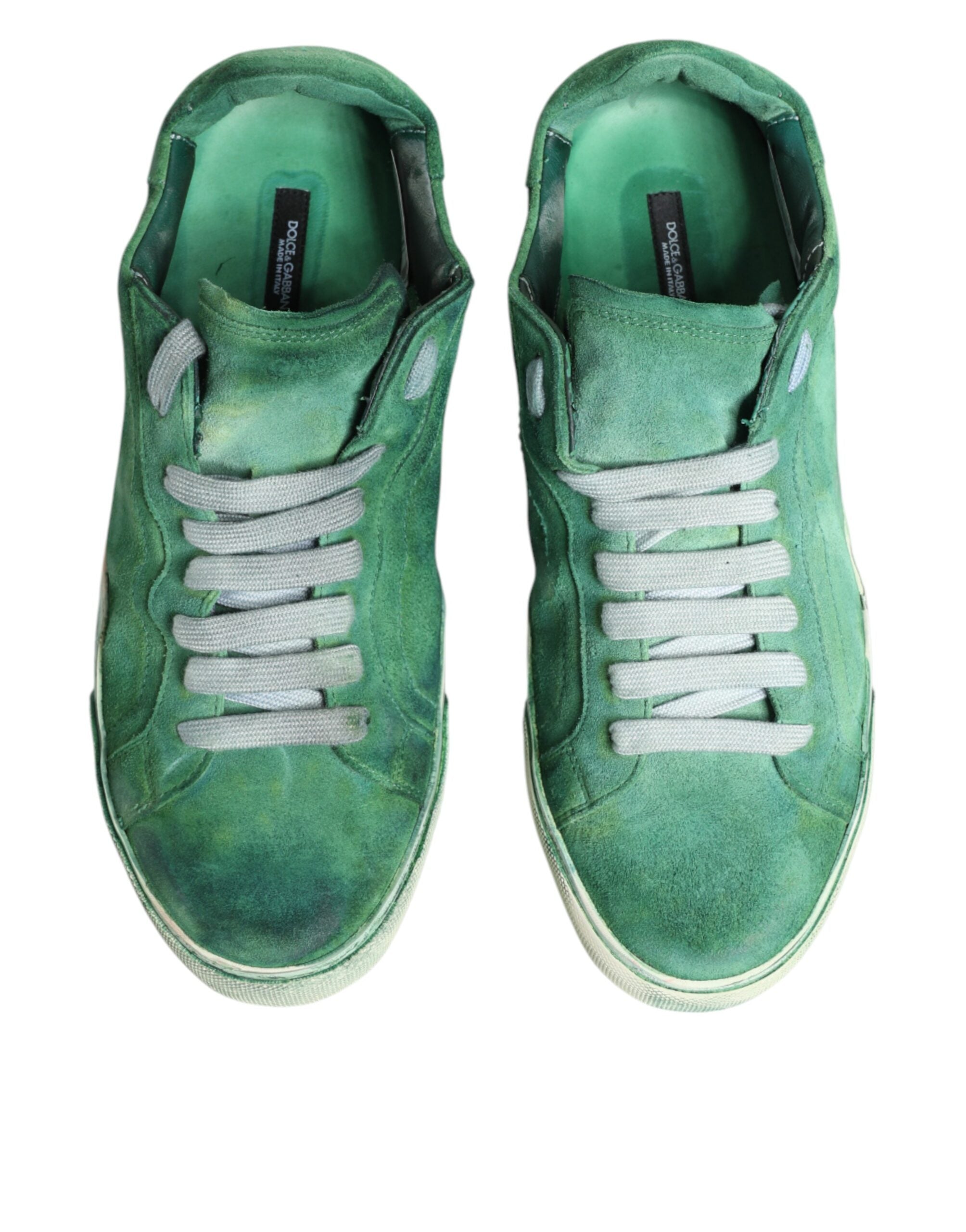 Dolce & Gabbana Green Suade DG Logo Sole Low Top Sneakers Shoes Dolce & Gabbana