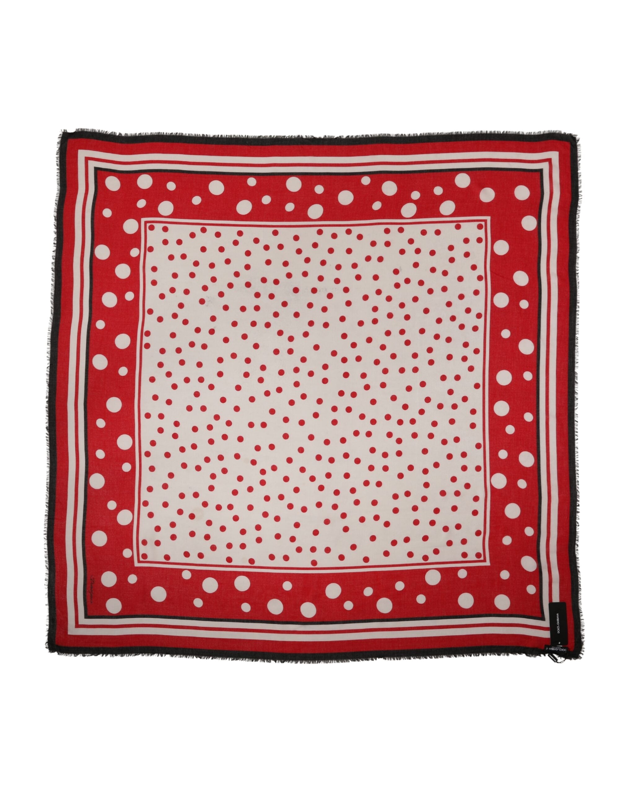 Dolce & Gabbana Red Polka Dot Print Square Stole 130cm x 130cm Scarf Dolce & Gabbana