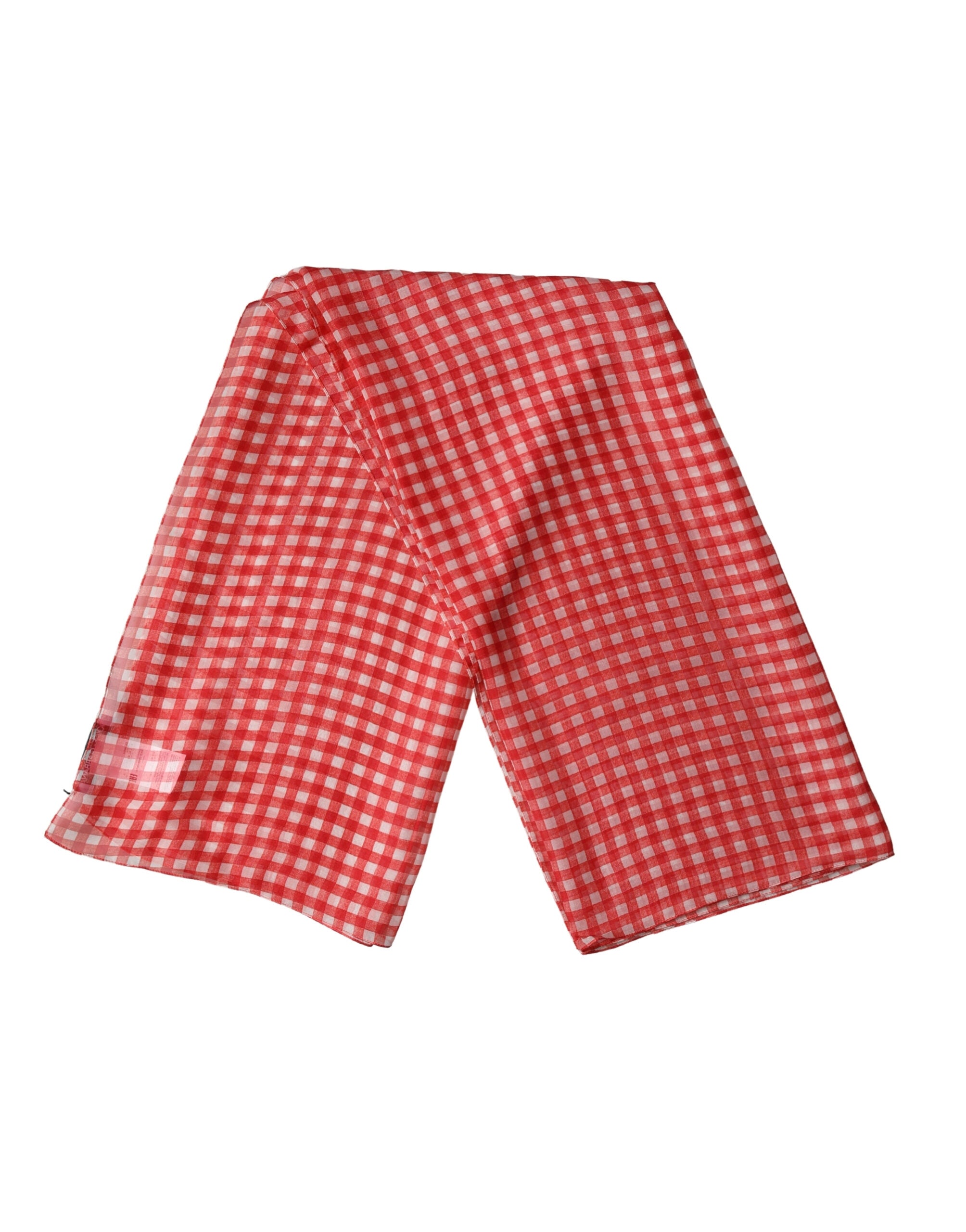 Dolce & Gabbana White Red Check Silk Wrap Foulard 140cm x 136cm Scarf Dolce & Gabbana