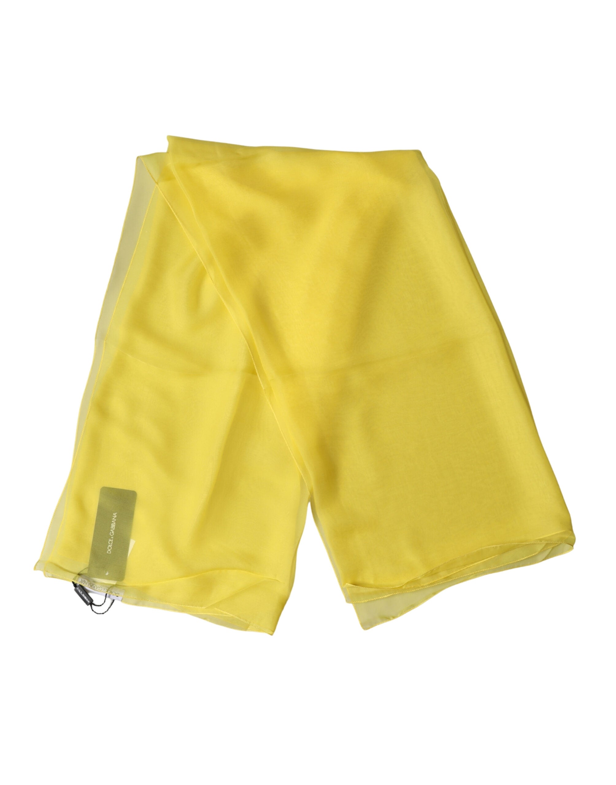 Dolce & Gabbana Yellow Silk Neck Wrap Shawl Foulard 133cm x 130cm Scarf Dolce & Gabbana