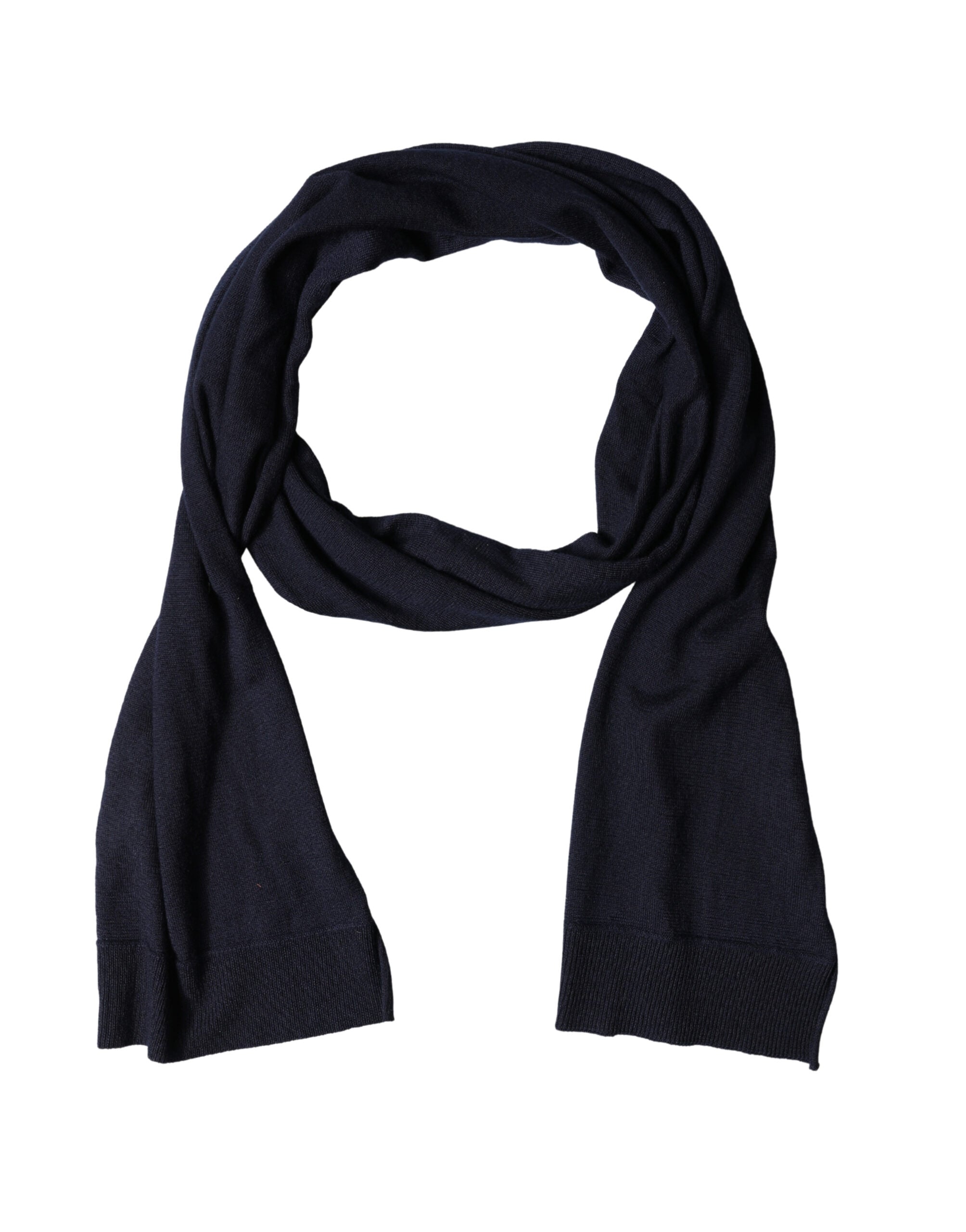 Dolce & Gabbana Black Wool Knitted Shawl Neck Wrap 200cm x 25cm Scarf Dolce & Gabbana