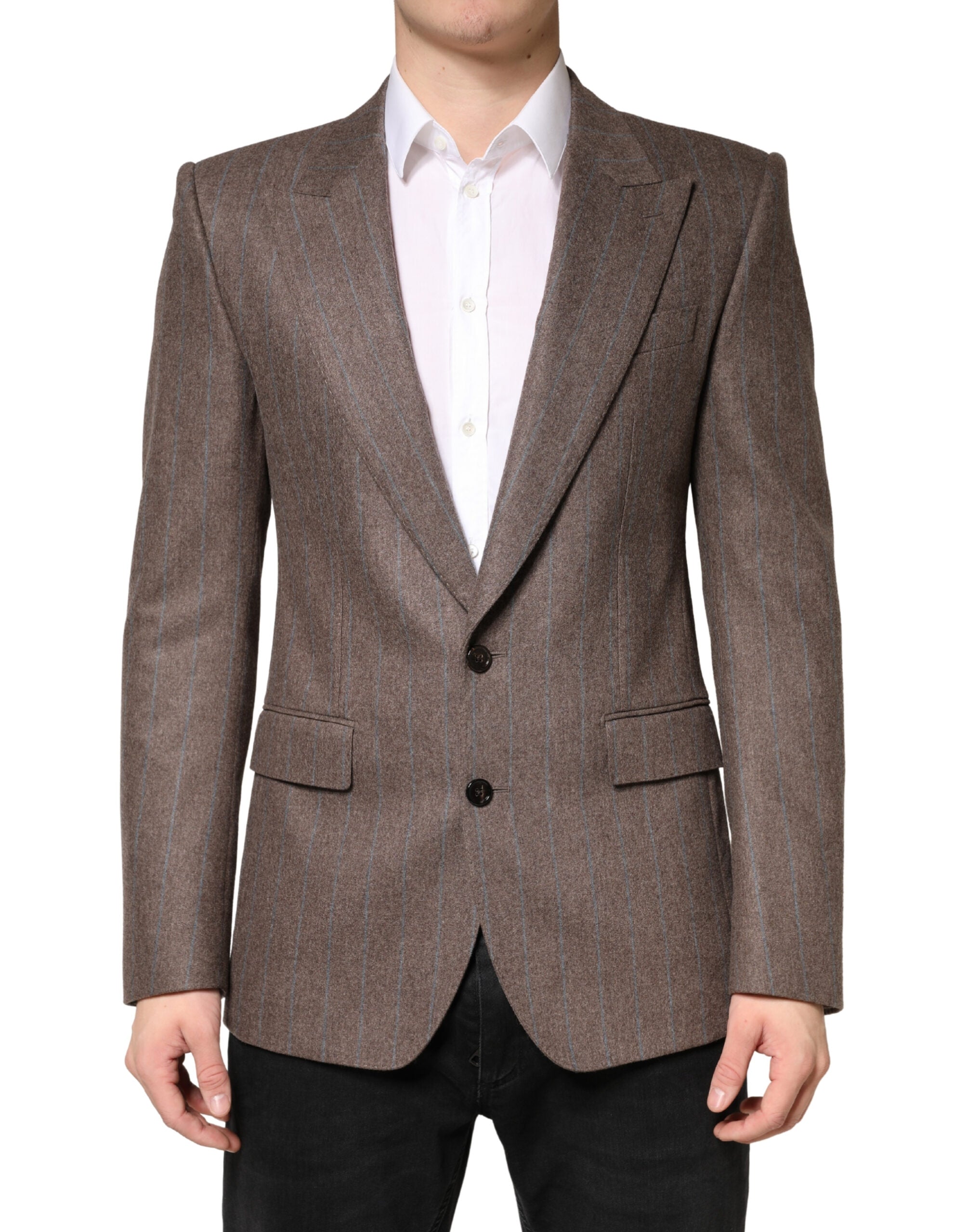 Dolce & Gabbana Brown Stripes Single Breasted Blazer Dolce & Gabbana