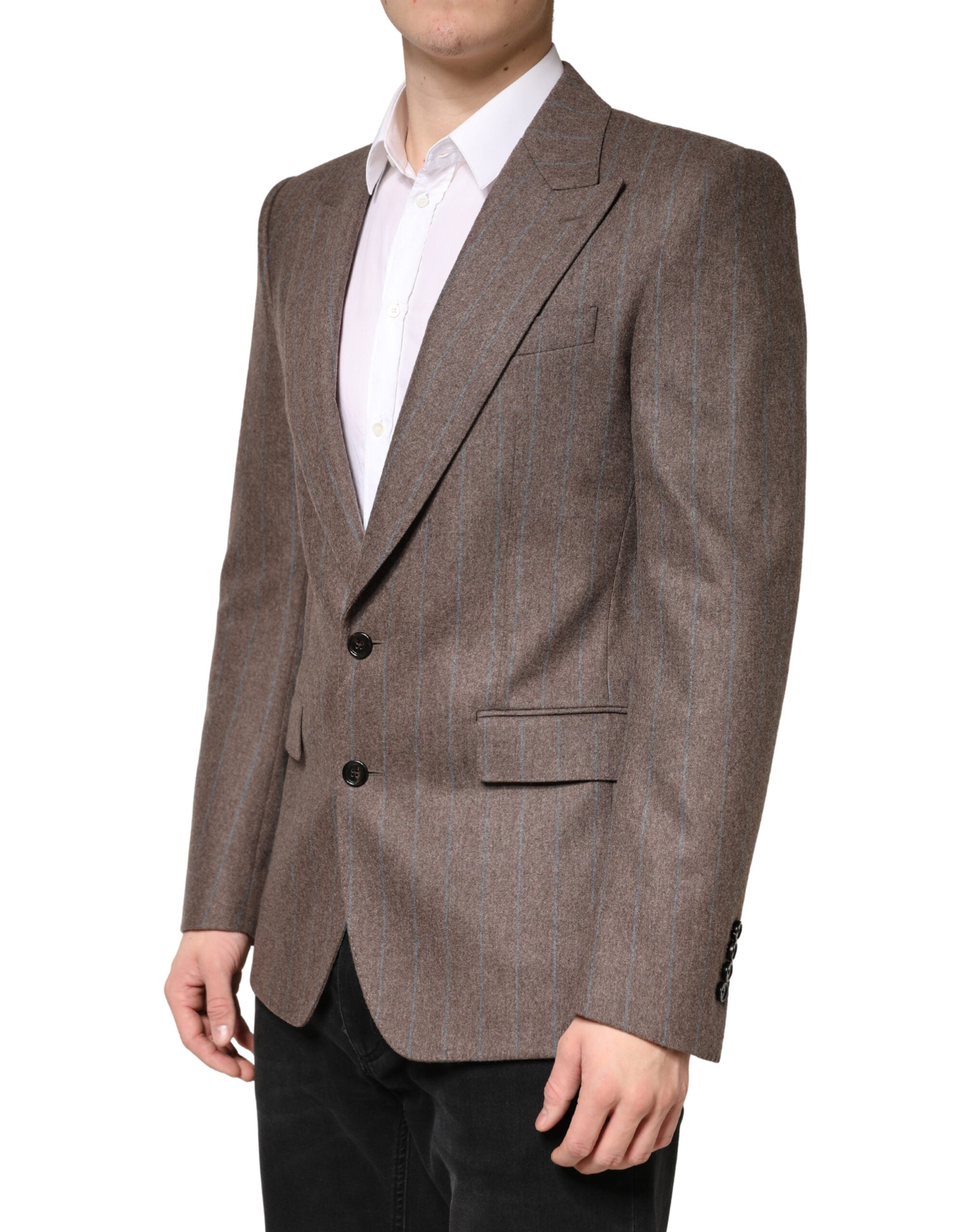 Dolce & Gabbana Brown Stripes Single Breasted Blazer Dolce & Gabbana