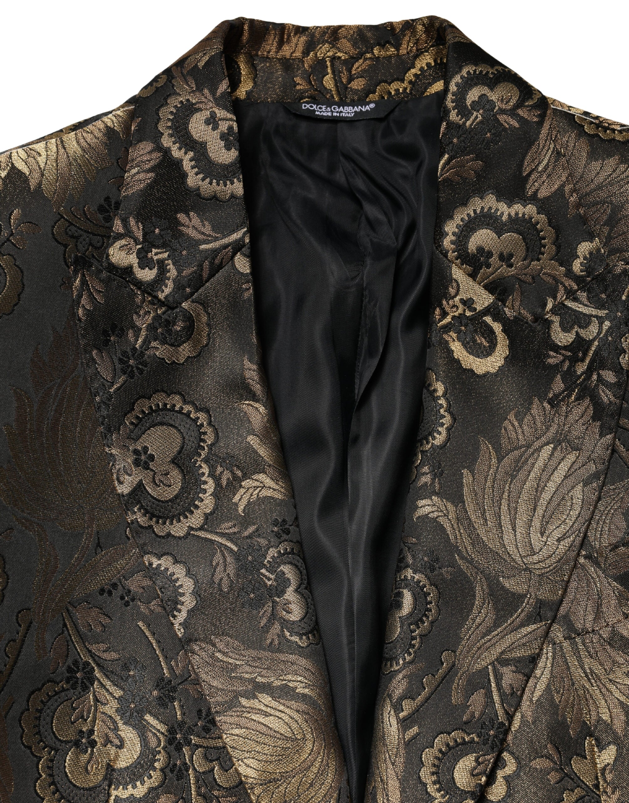 Dolce & Gabbana Gold Jacquard Single Breasted Tuxedo Blazer Dolce & Gabbana