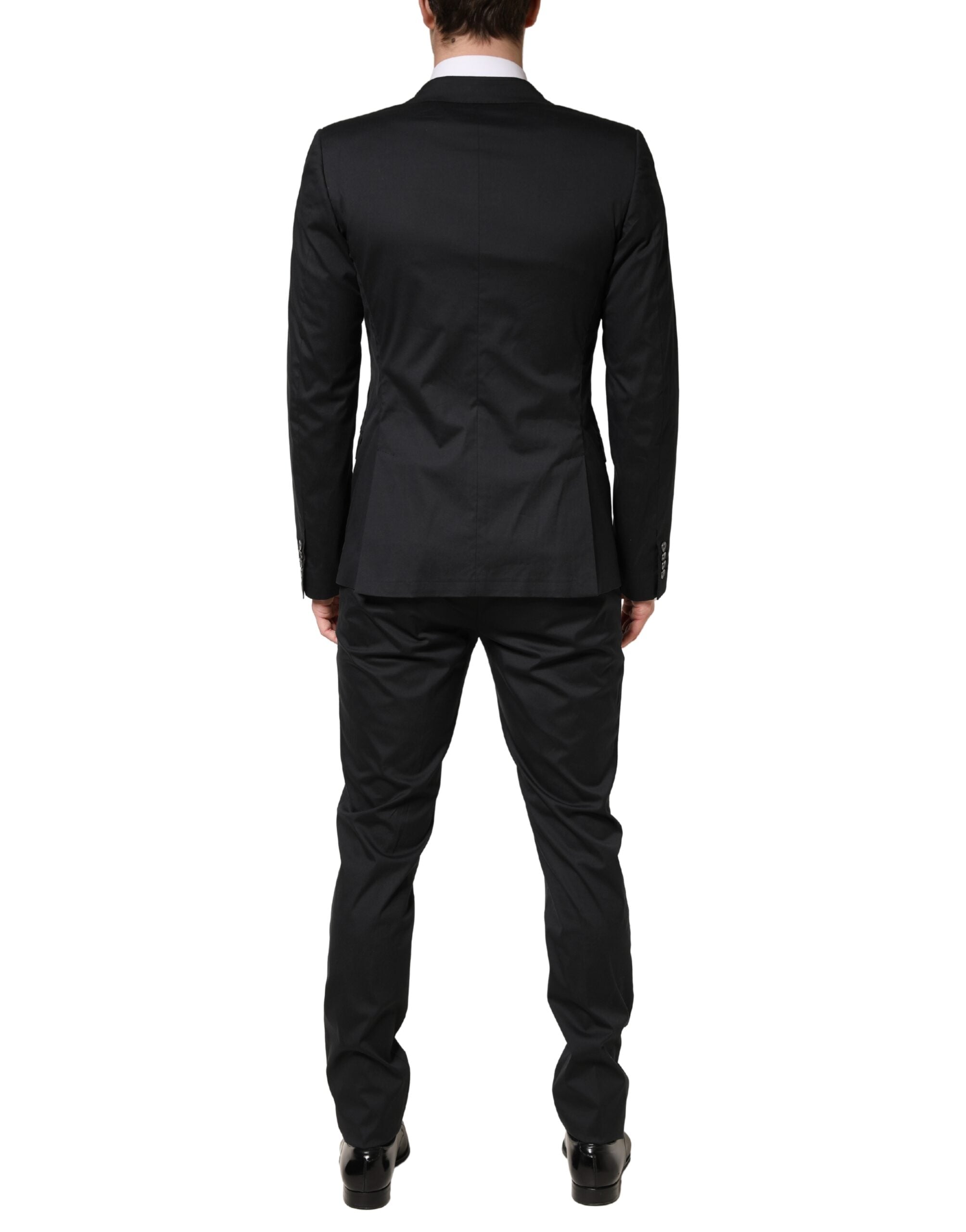 Dolce & Gabbana Black Cotton Single Breasted 2 Piece Suit Dolce & Gabbana