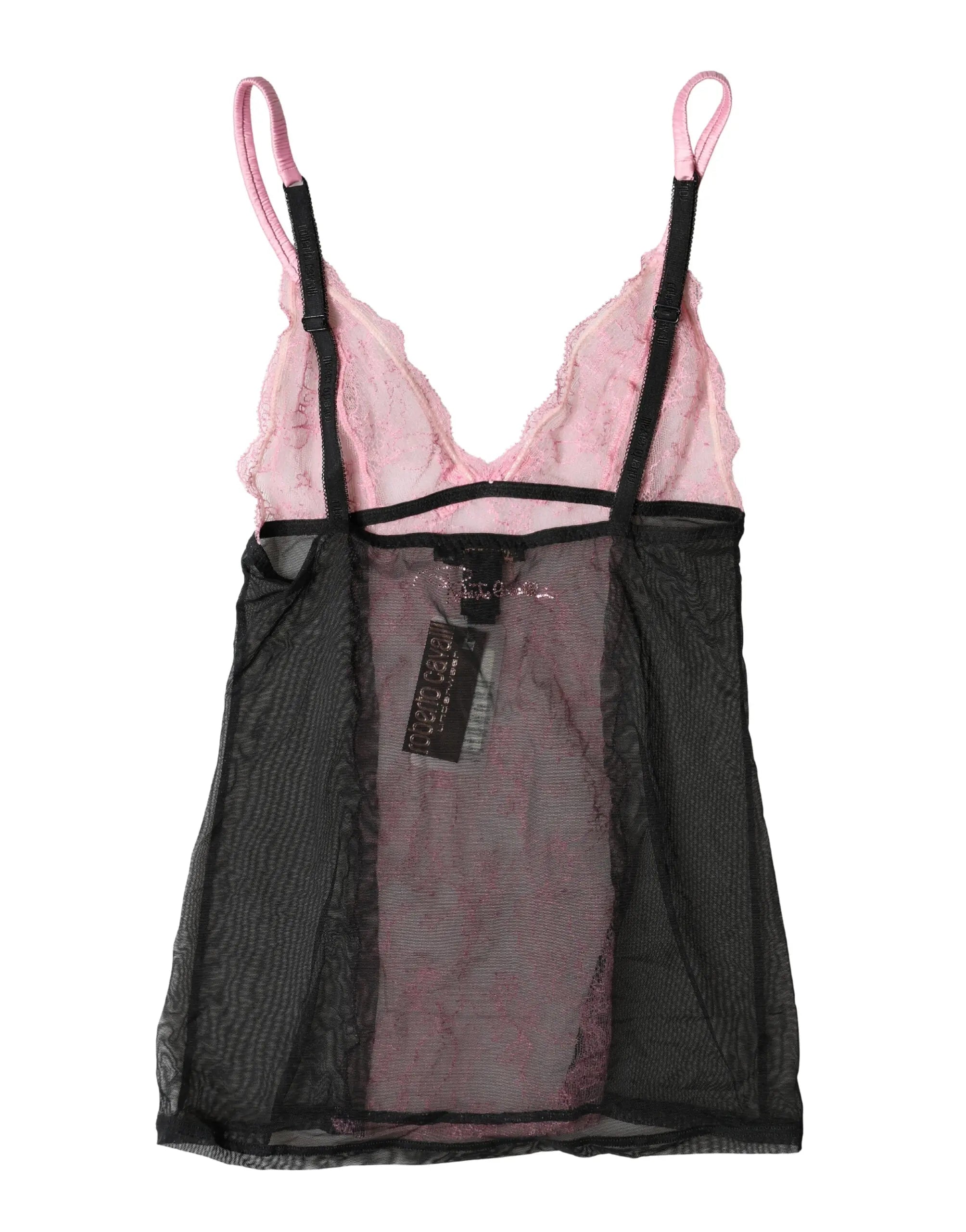 Roberto Cavalli Black Pink Floral Lace Lingerie Top Underwear Roberto Cavalli