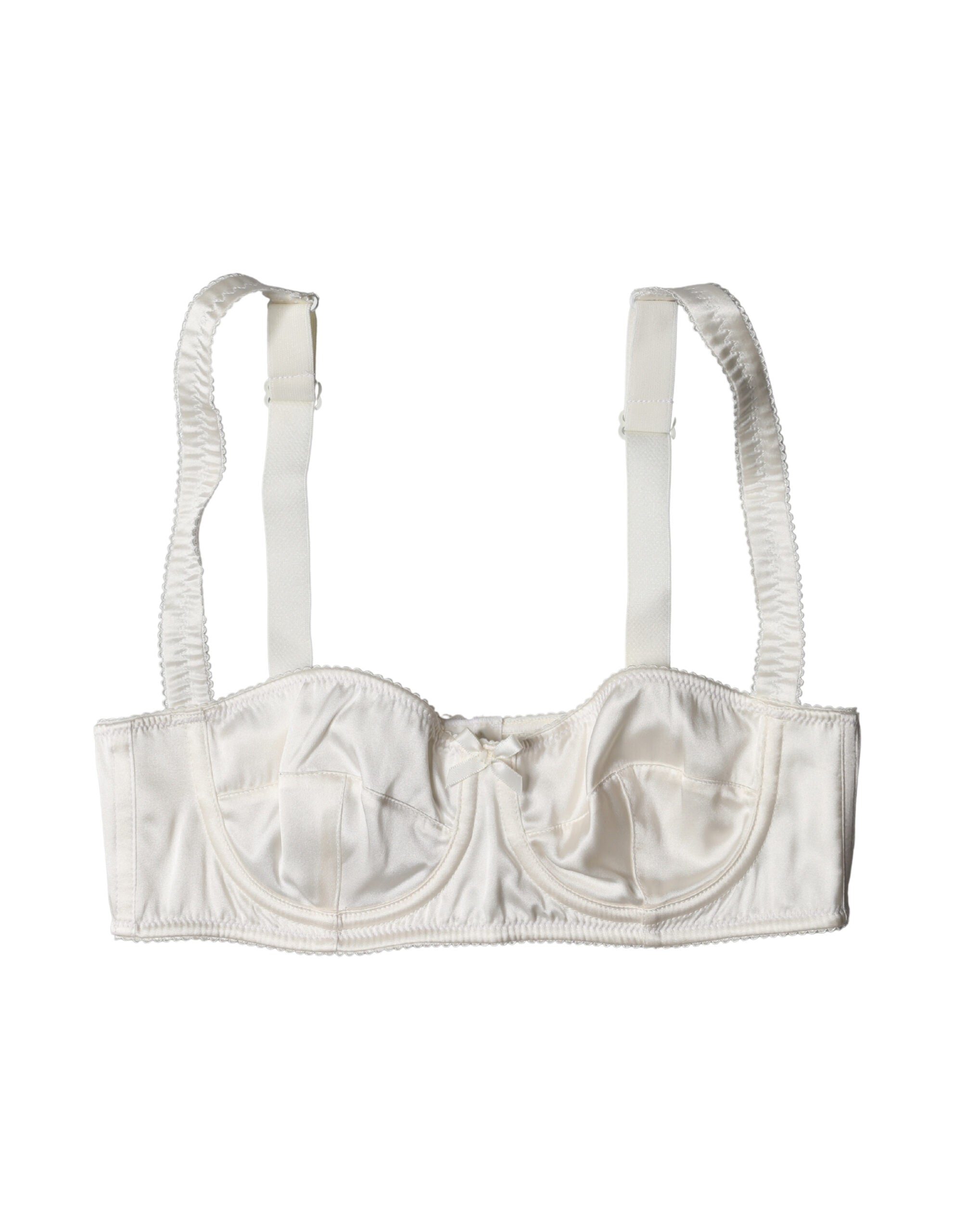 Dolce & Gabbana White Silk Satin Underwire Bra Semi Pad Underwear Dolce & Gabbana