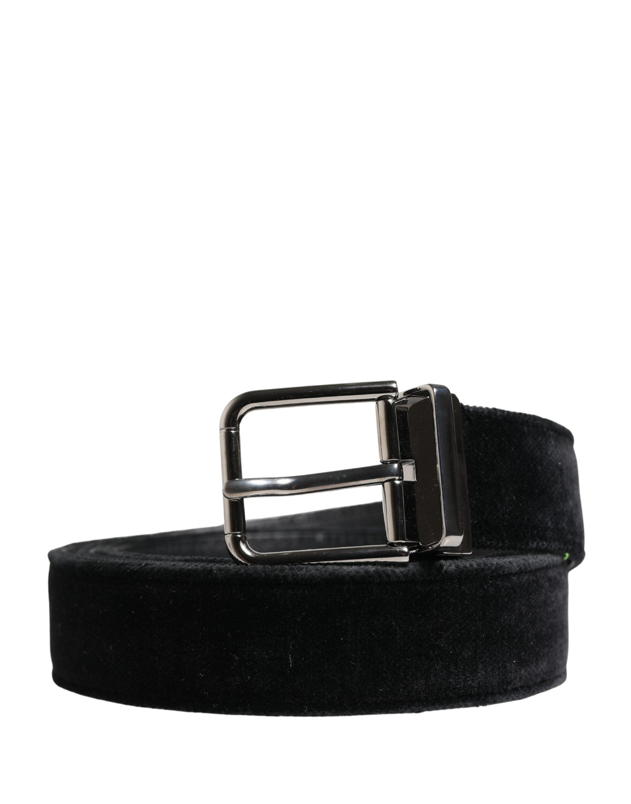 Dolce & Gabbana Black Suede Silver Tone Metal Buckle Men Belt Dolce & Gabbana