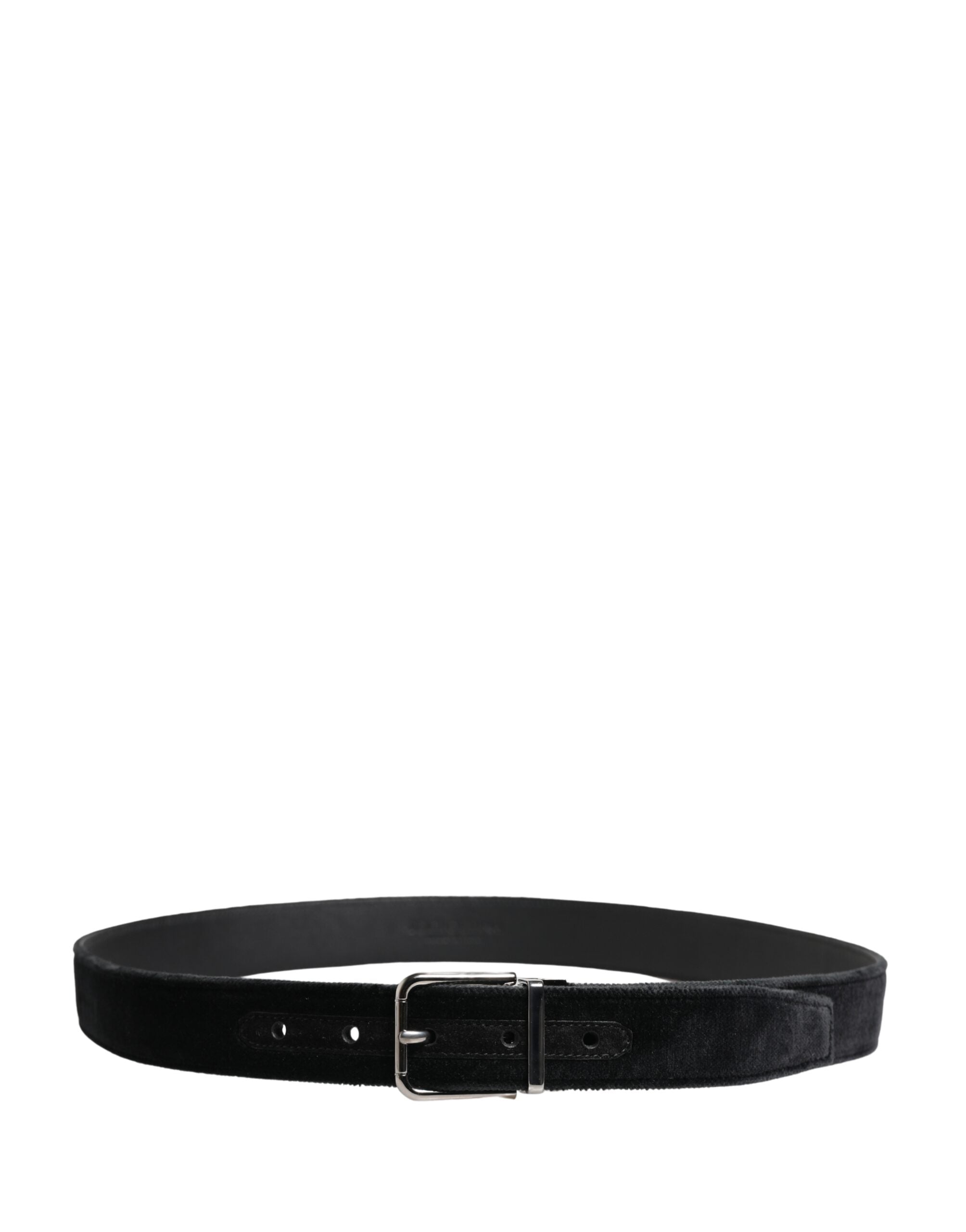 Dolce & Gabbana Black Suede Silver Tone Metal Buckle Men Belt Dolce & Gabbana