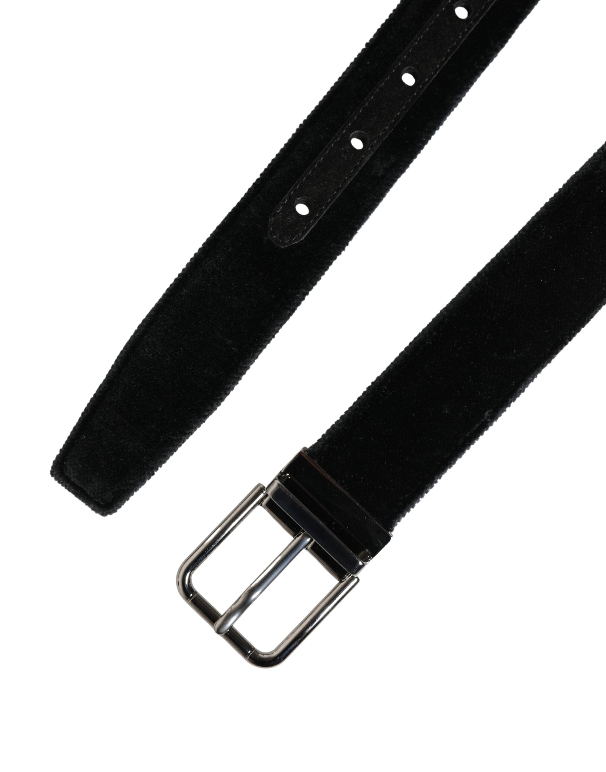 Dolce & Gabbana Black Suede Silver Tone Metal Buckle Men Belt Dolce & Gabbana