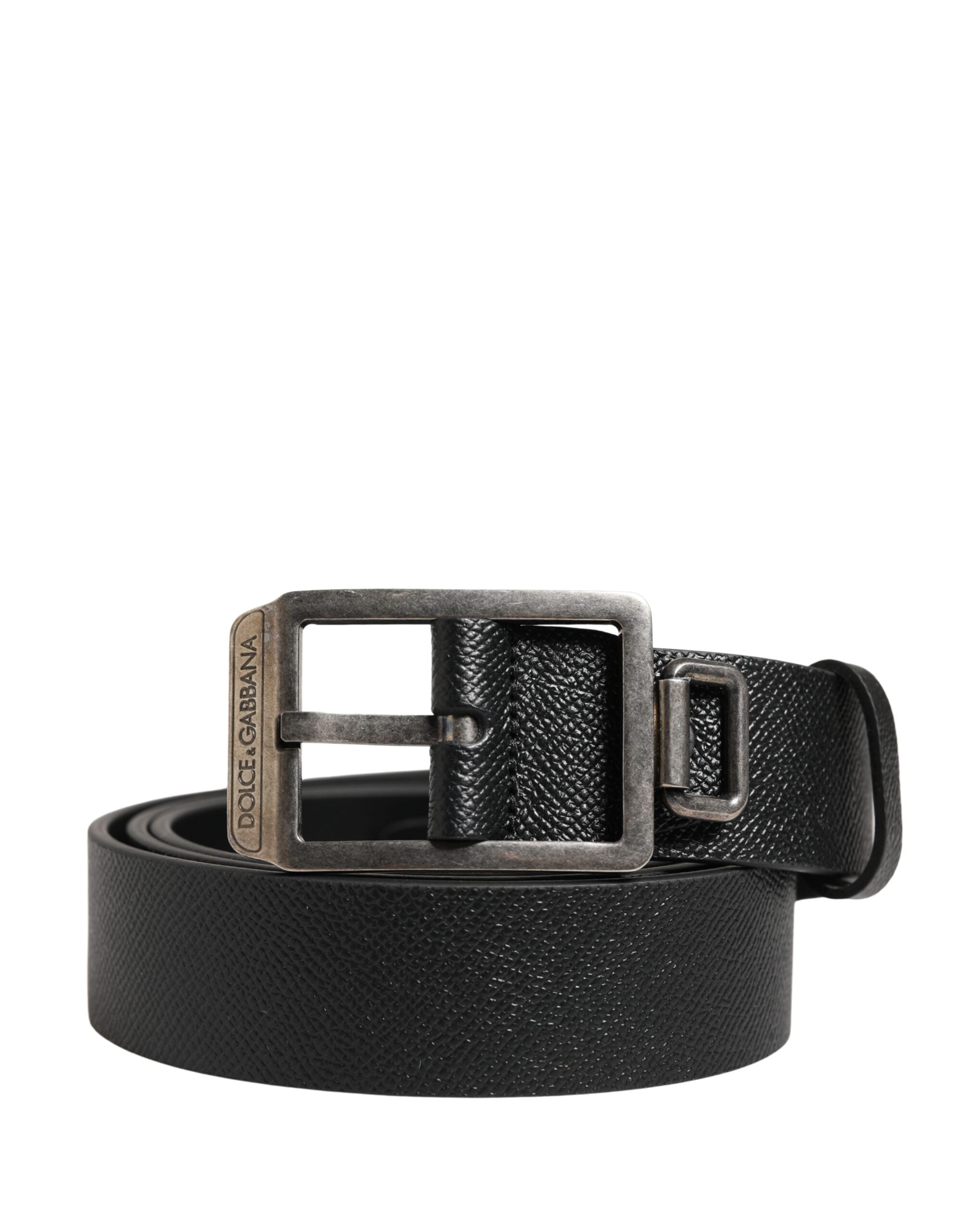 Dolce & Gabbana Black Calf Leather Silver Metal Buckle Belt Dolce & Gabbana